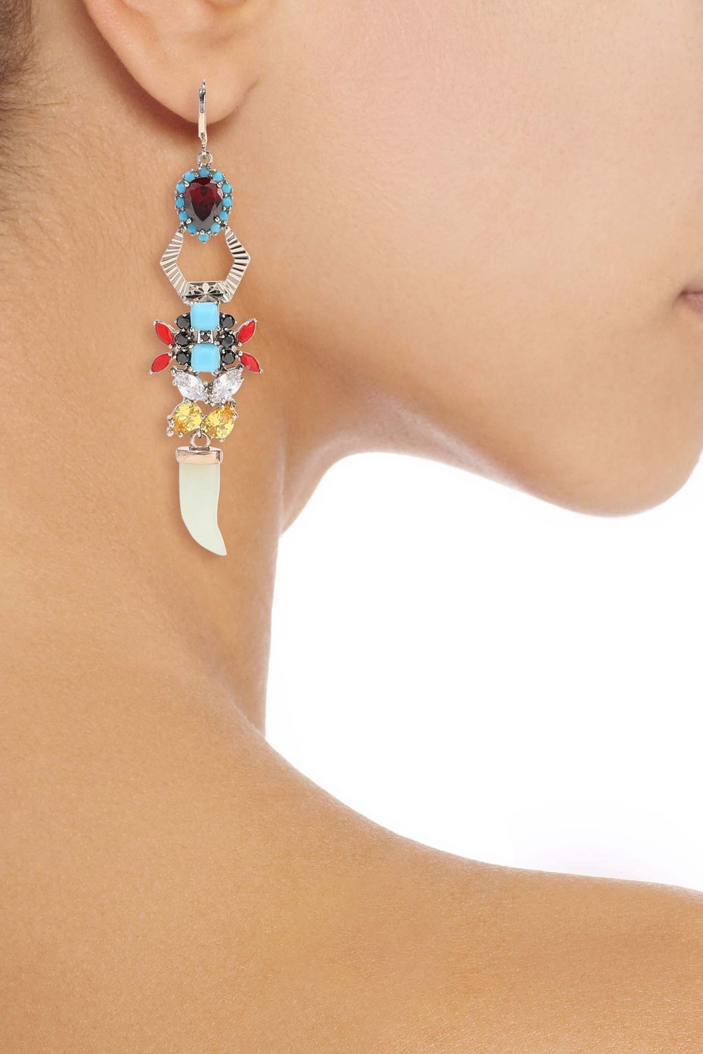 IOSSELLIANI Gold-tone, crystal and stone earrings