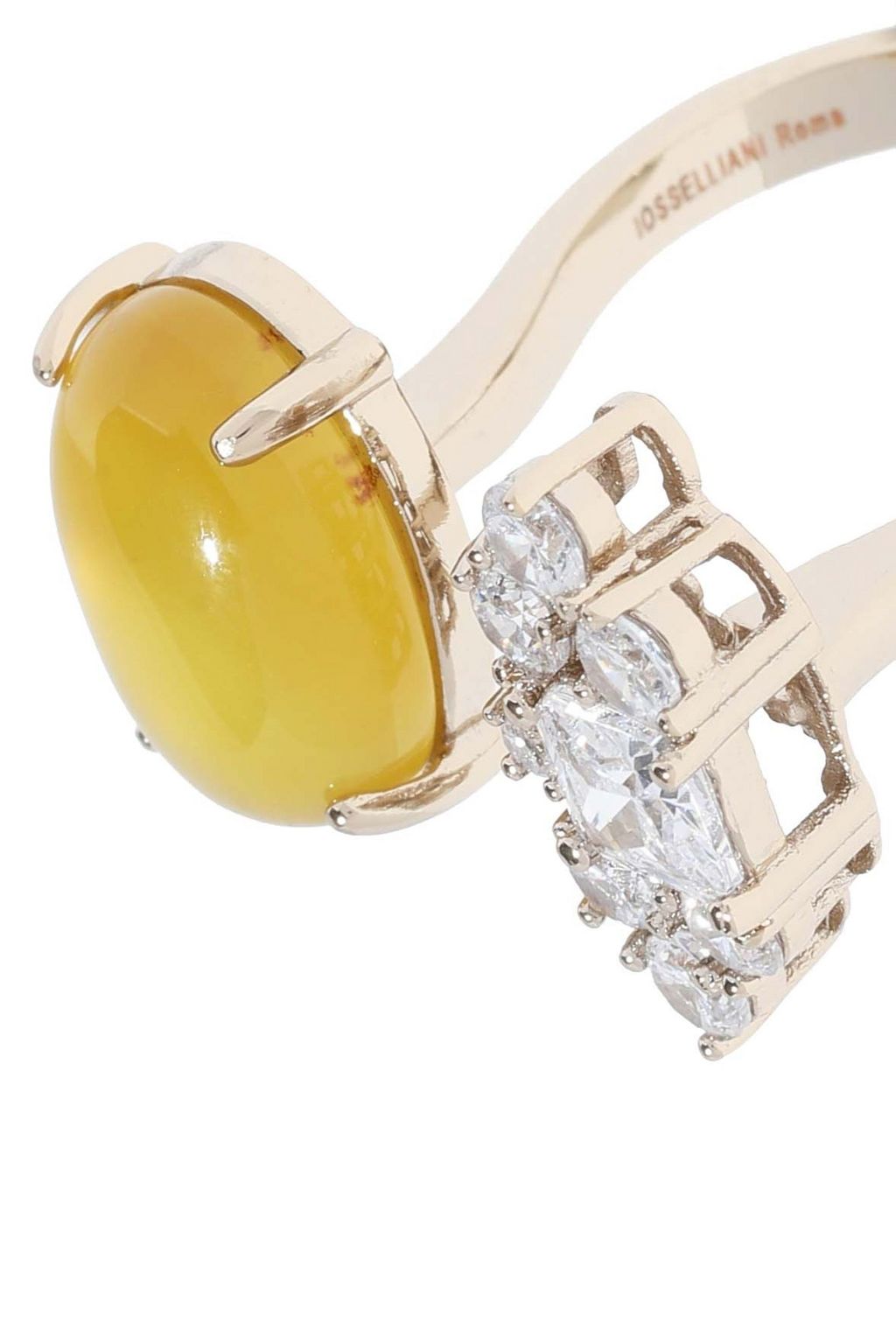 IOSSELLIANI 18-karat gold-plated, agate and crystal ring