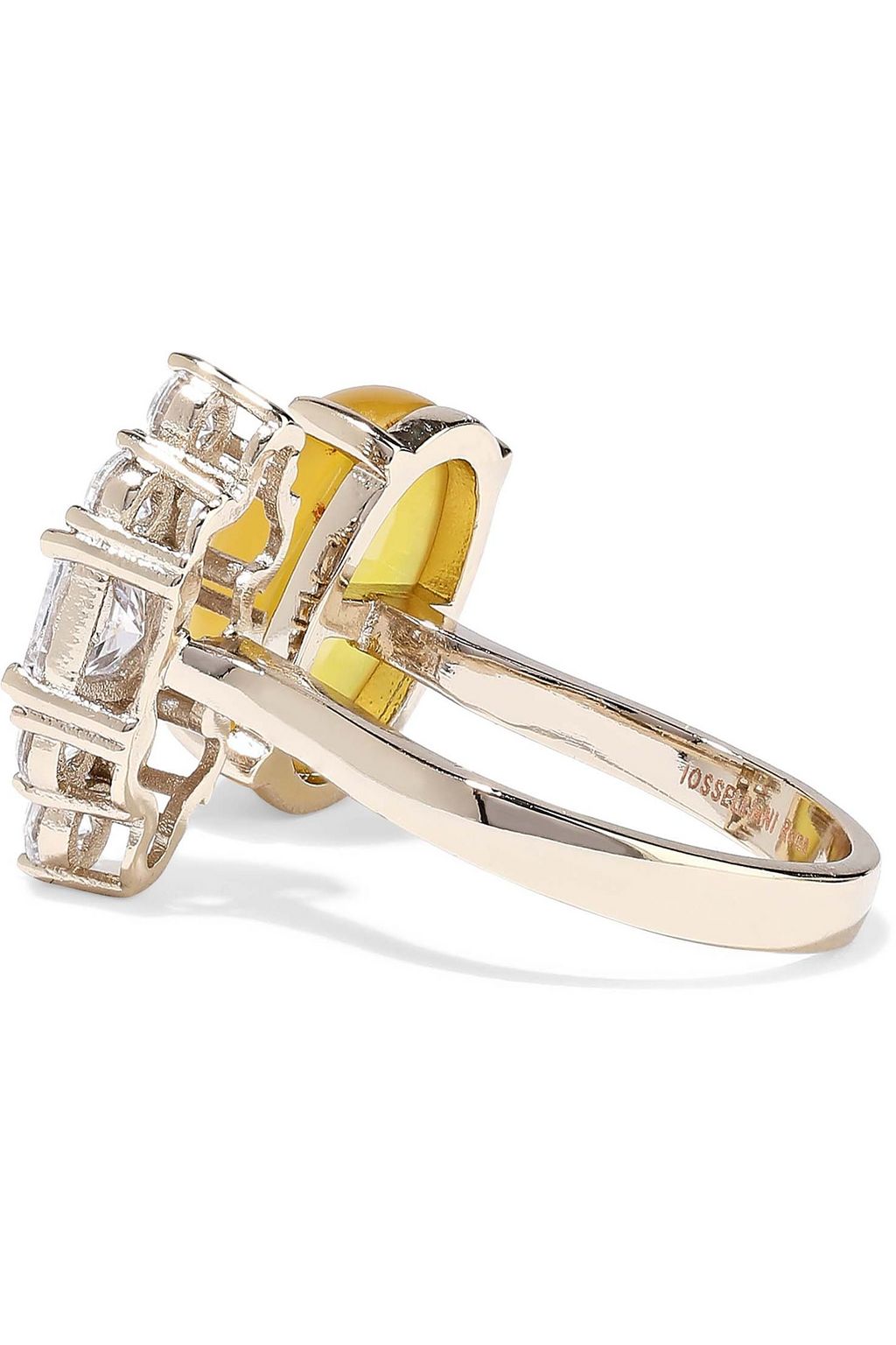 IOSSELLIANI 18-karat gold-plated, agate and crystal ring