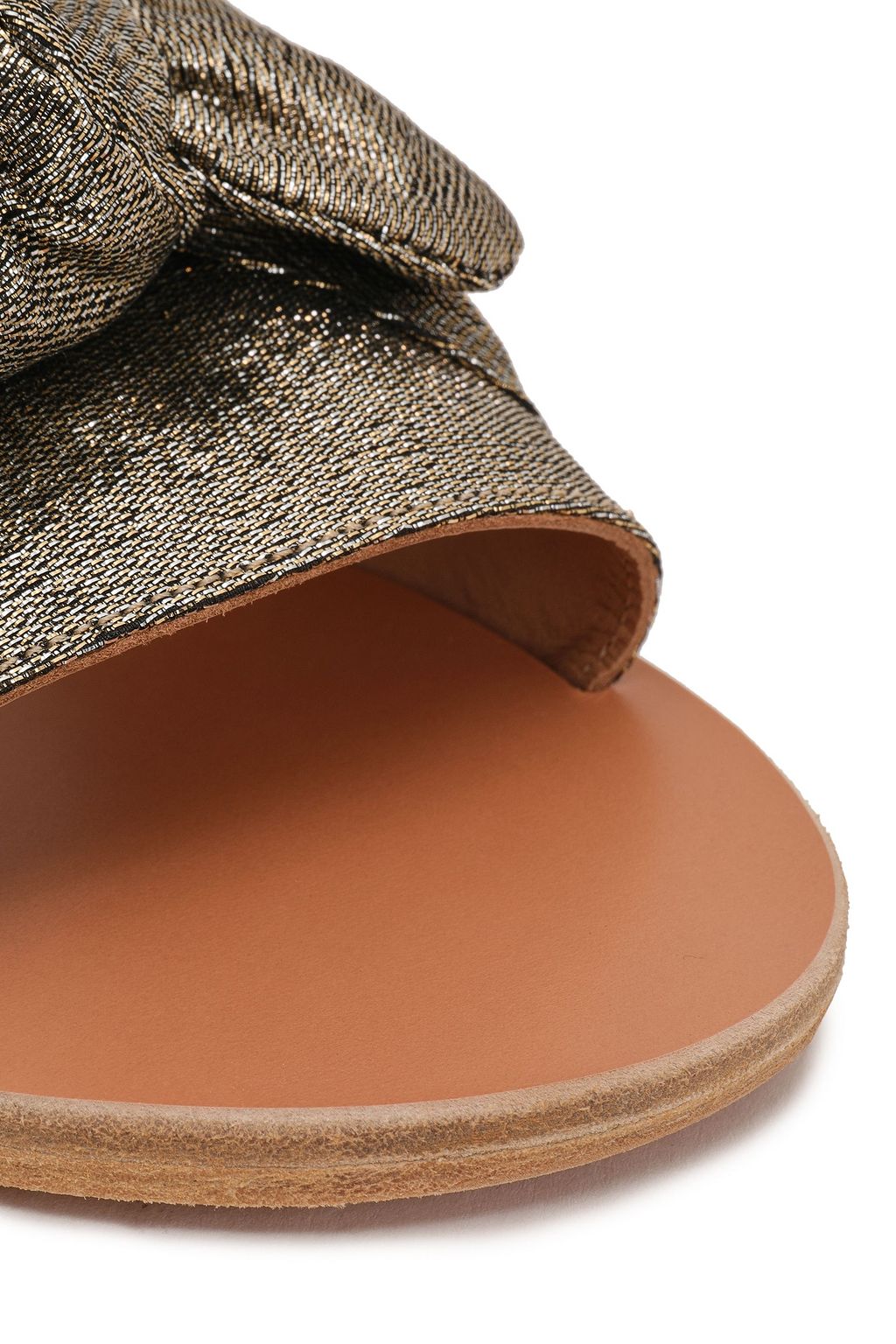 ANCIENT GREEK SANDALS Taygete bow-embellished lamé slides