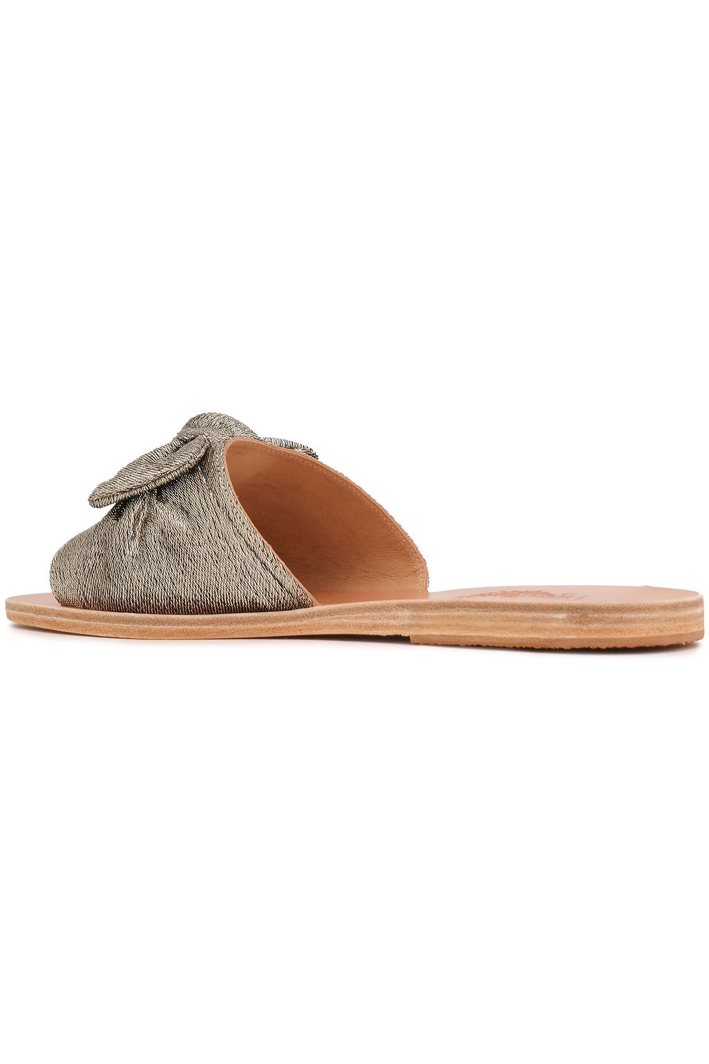 ANCIENT GREEK SANDALS Taygete bow-embellished lamé slides
