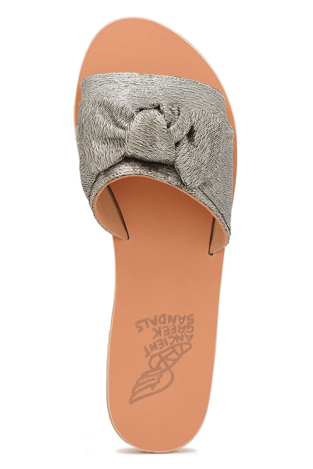 ANCIENT GREEK SANDALS Taygete bow-embellished lamé slides