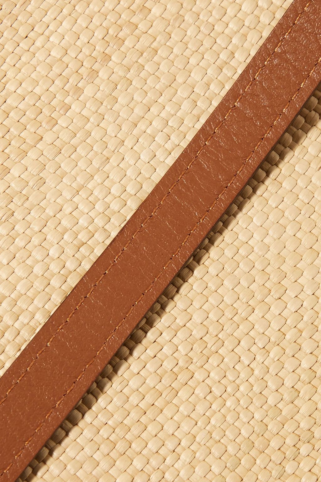 HUNTING SEASON Mini leather-trimmed woven raffia tote
