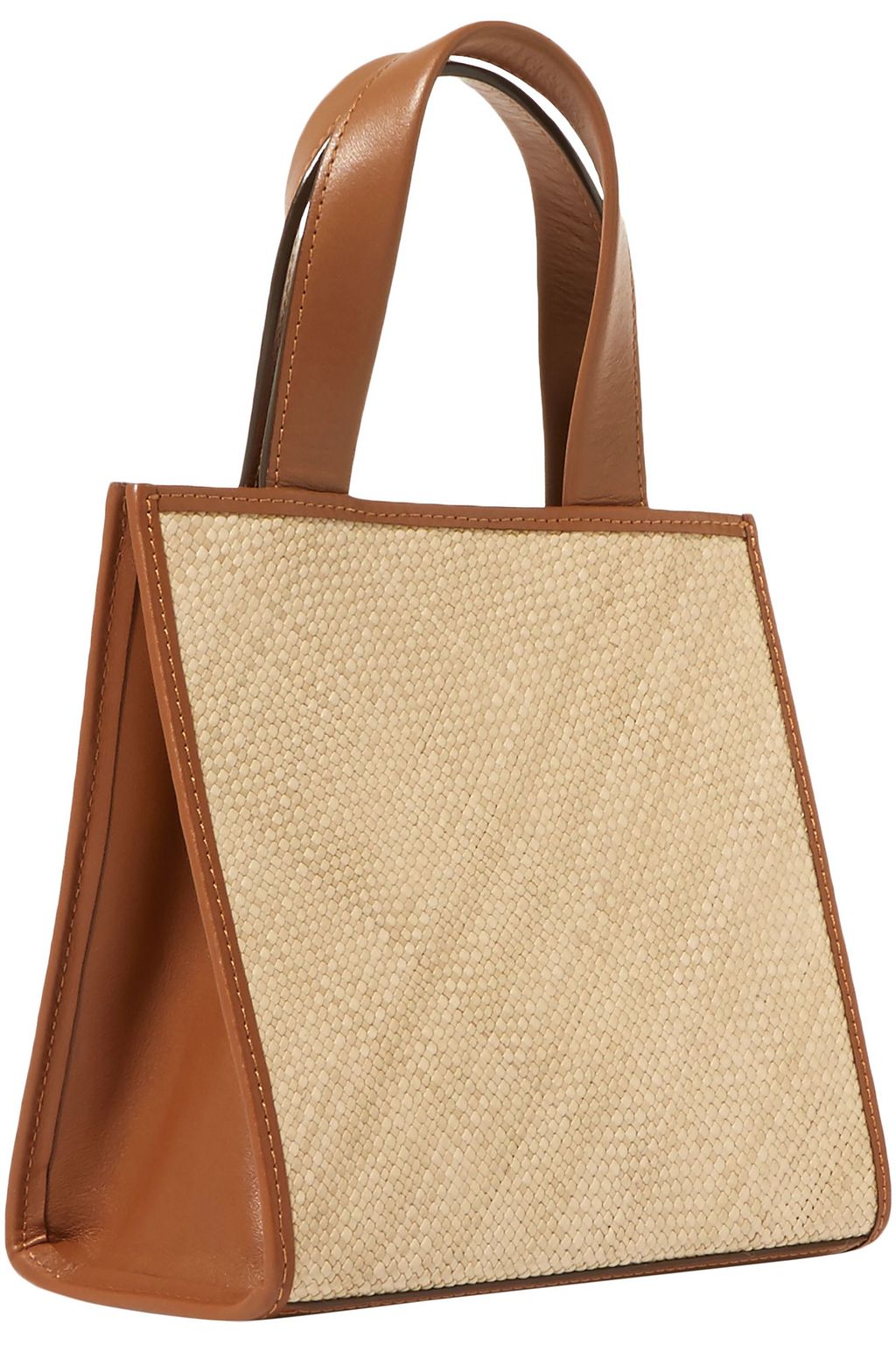 HUNTING SEASON Mini leather-trimmed woven raffia tote