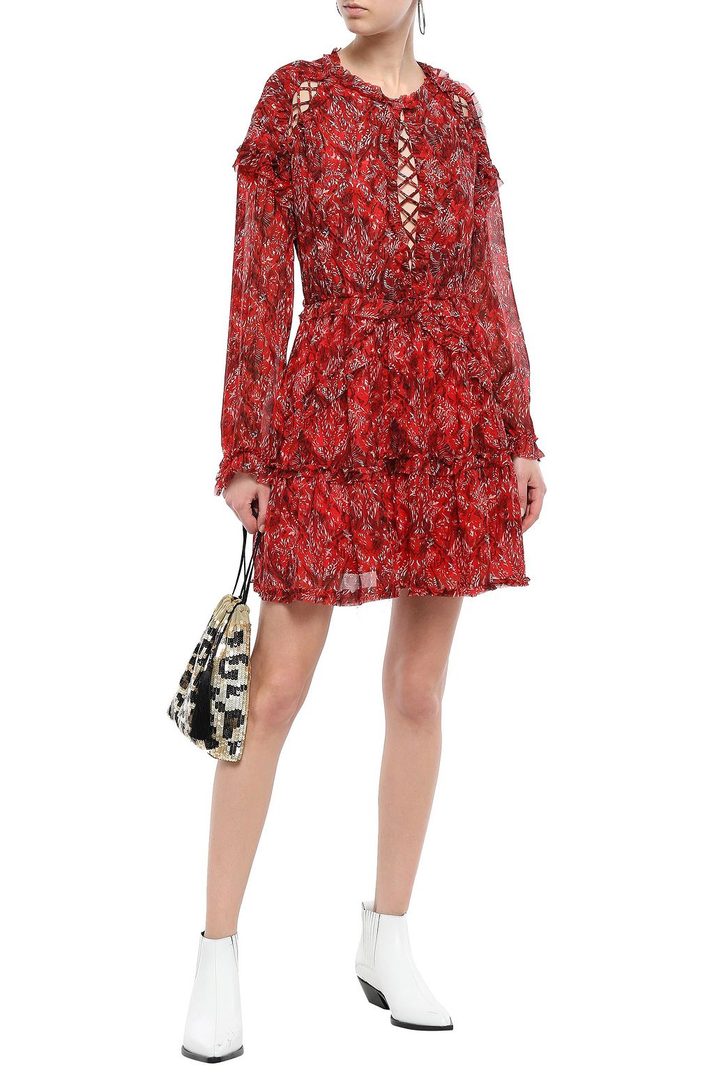 IRO Darling open-back printed gauze mini dress