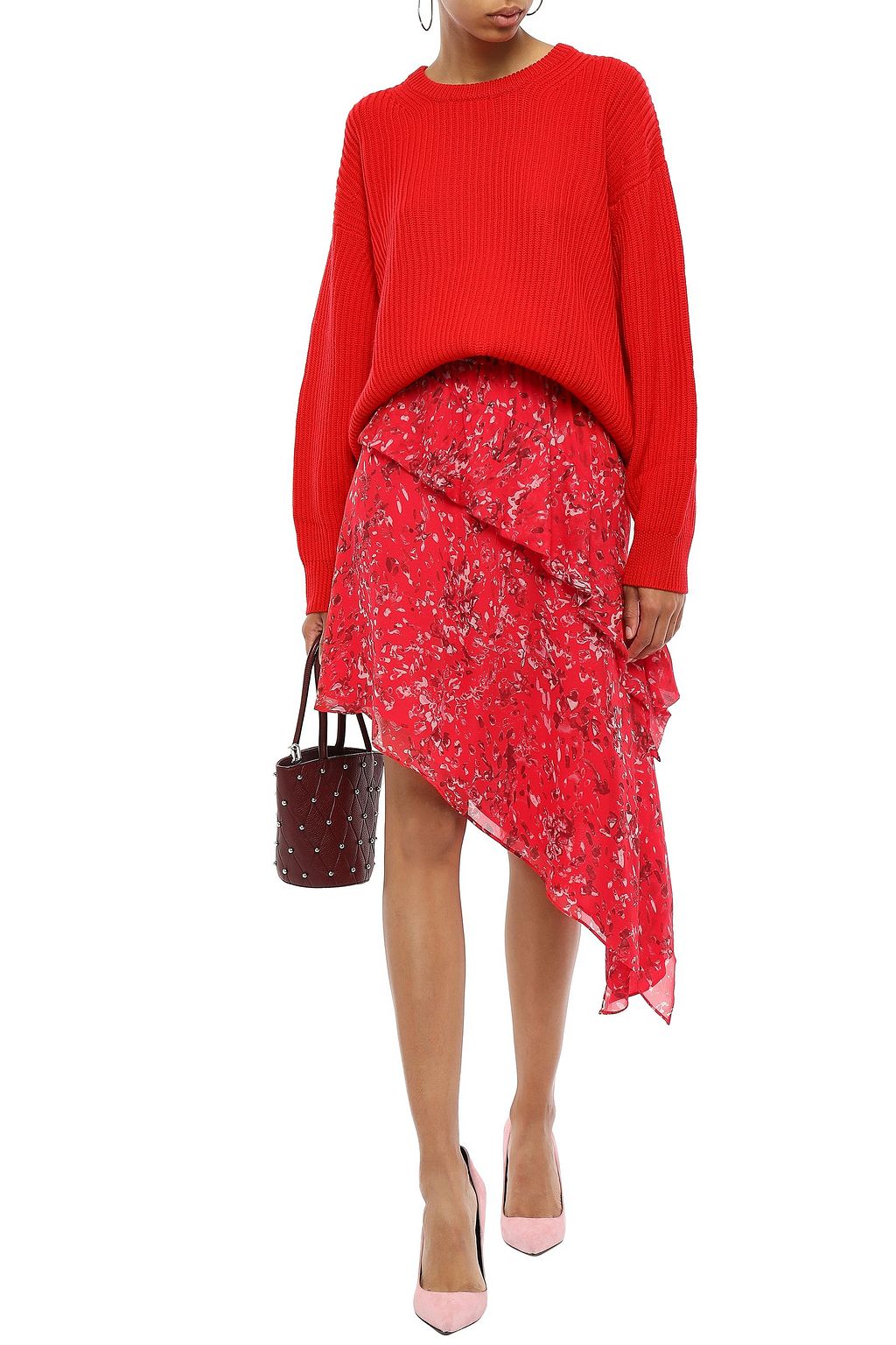 IRO Blink asymmetric floral-print georgette mini skirt