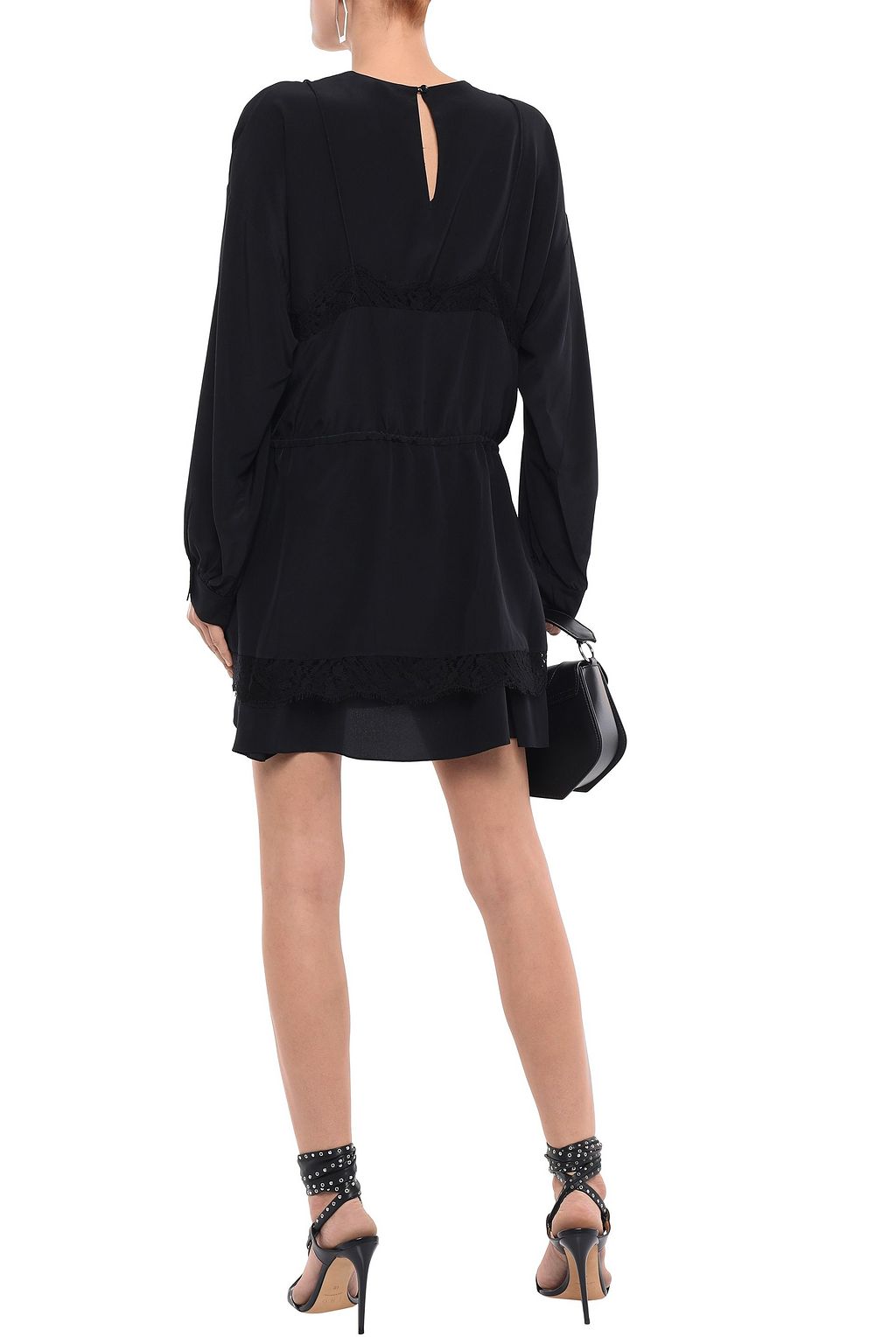 IRO Hassle layered lace-trimmed silk crepe de chine mini dress