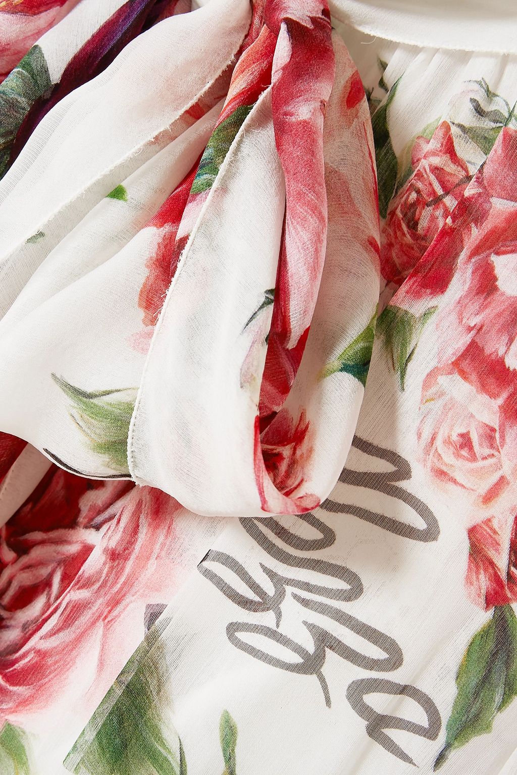 DOLCE&GABBANA Pussy-bow floral-print silk-chiffon gown