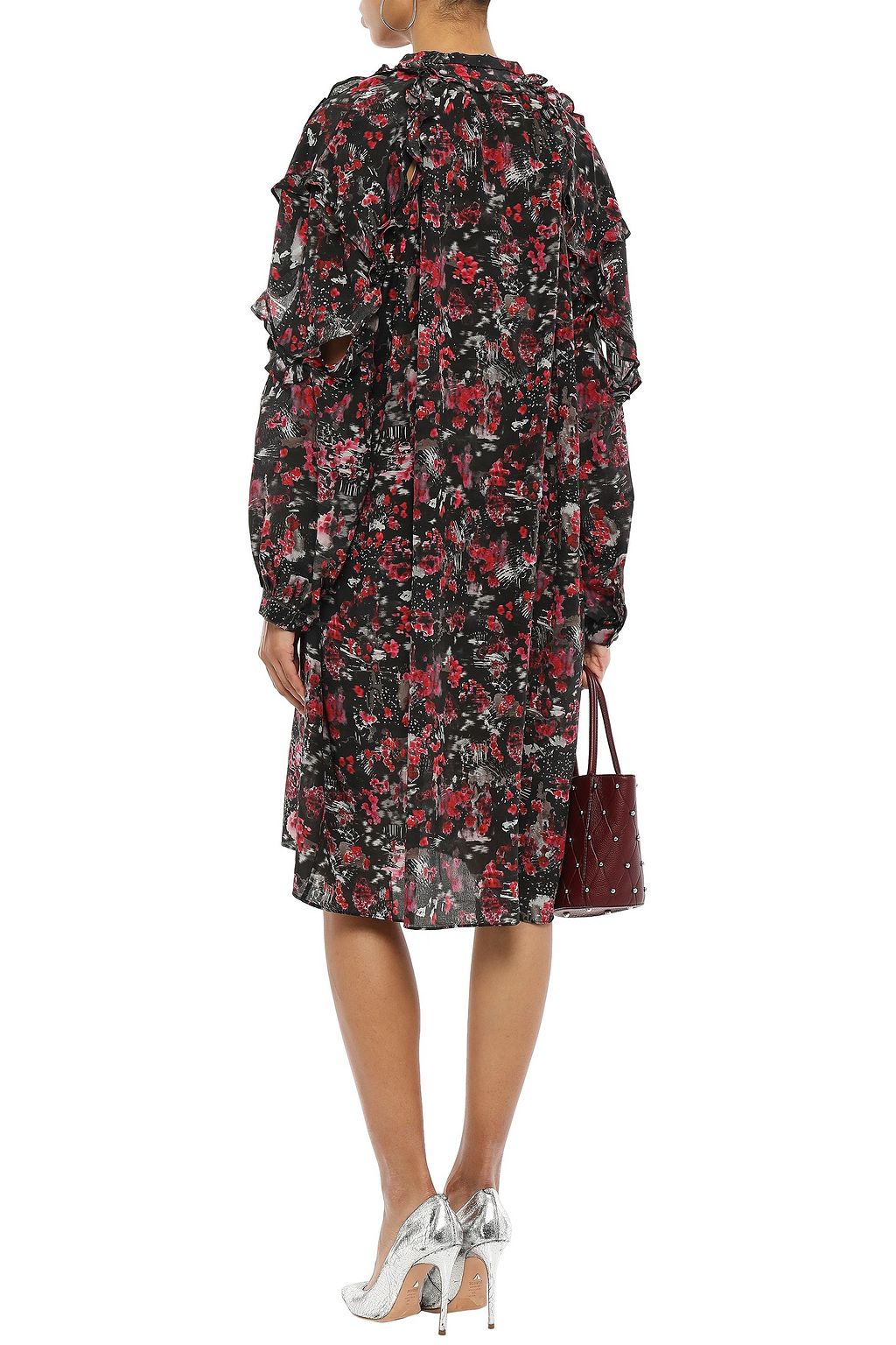 IRO Equip cutout printed silk-crepe dress