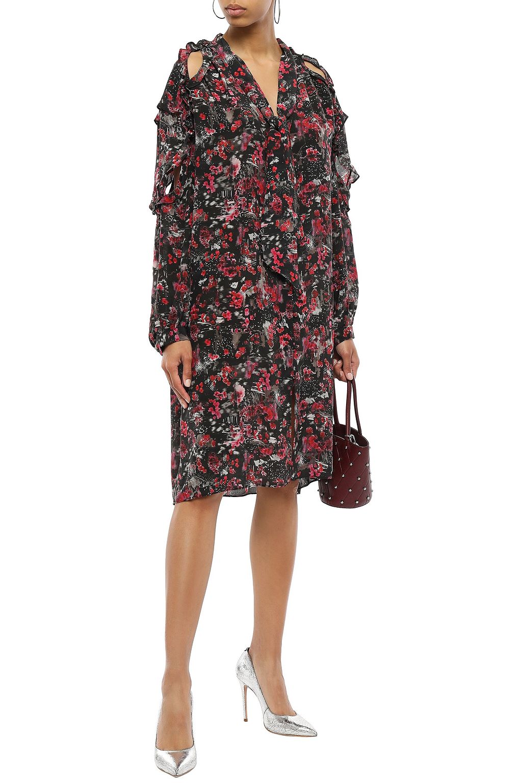 IRO Equip cutout printed silk-crepe dress