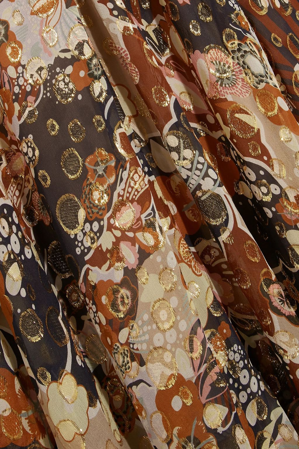 CHLOÉ Metallic printed fil coupé silk-chiffon maxi dress