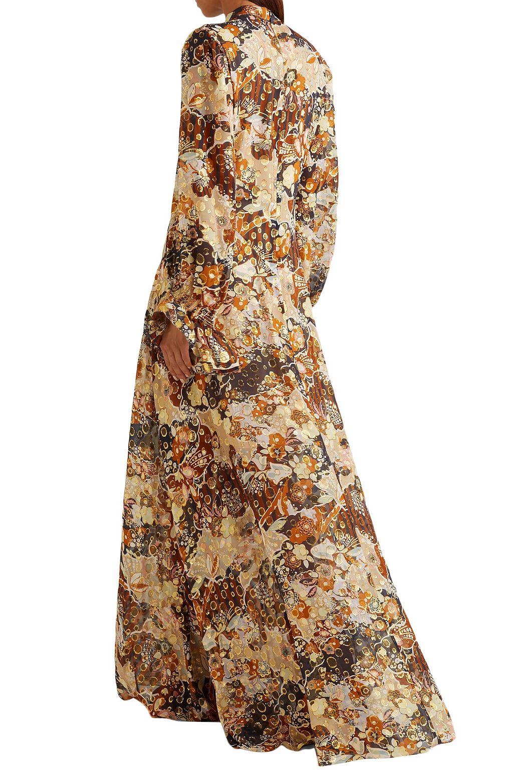 CHLOÉ Metallic printed fil coupé silk-chiffon maxi dress