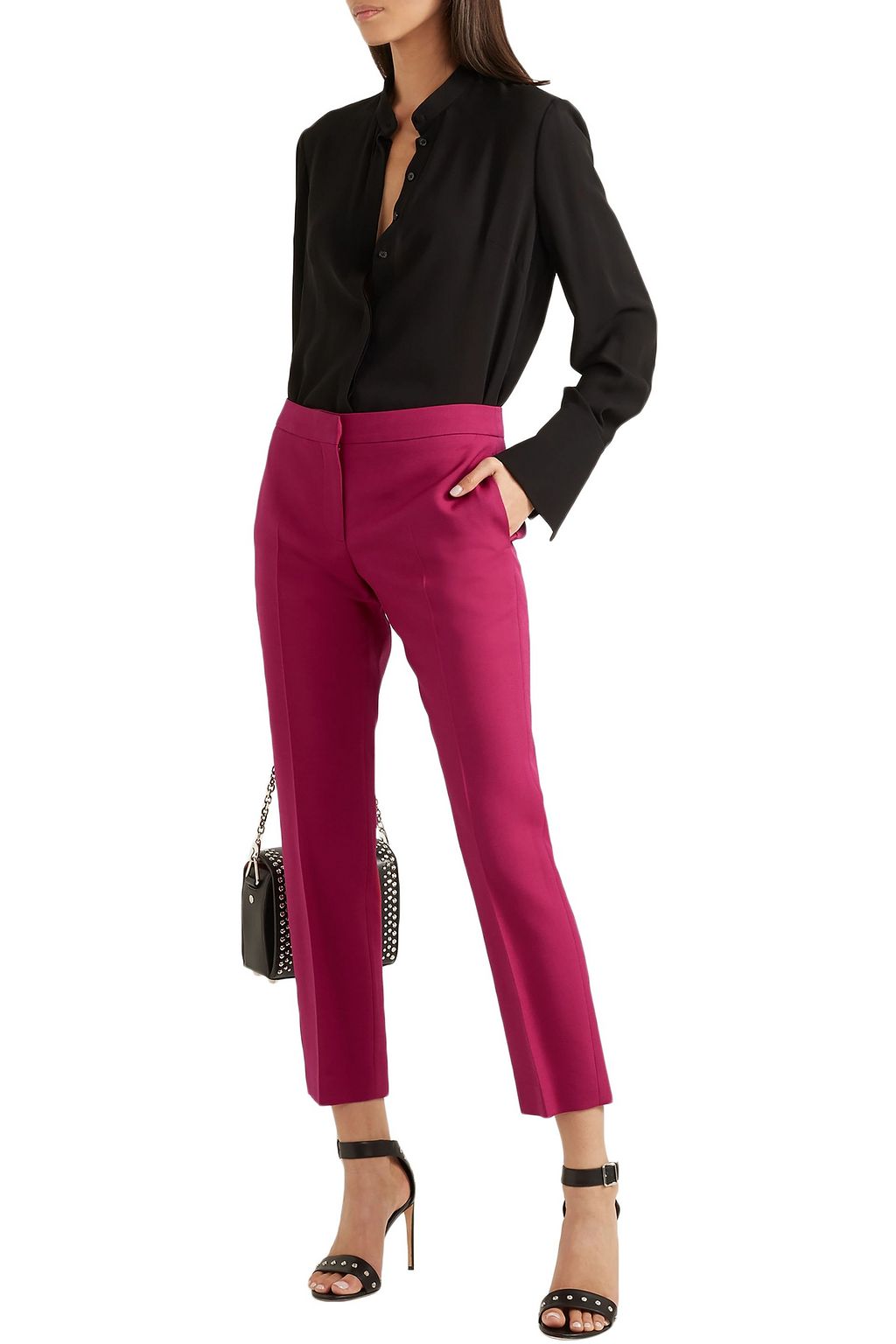 MCQUEEN Cropped wool-blend straight-leg pants