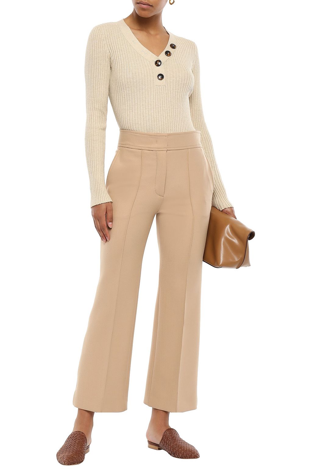 COTTON BY AUTUMN CASHMERE Button-detailed ribbed cotton top
