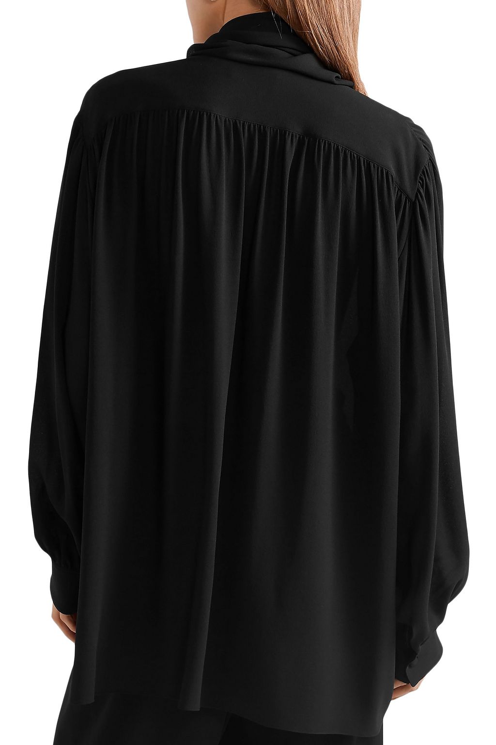 THE ROW Oversized pussy-bow silk-crepe blouse