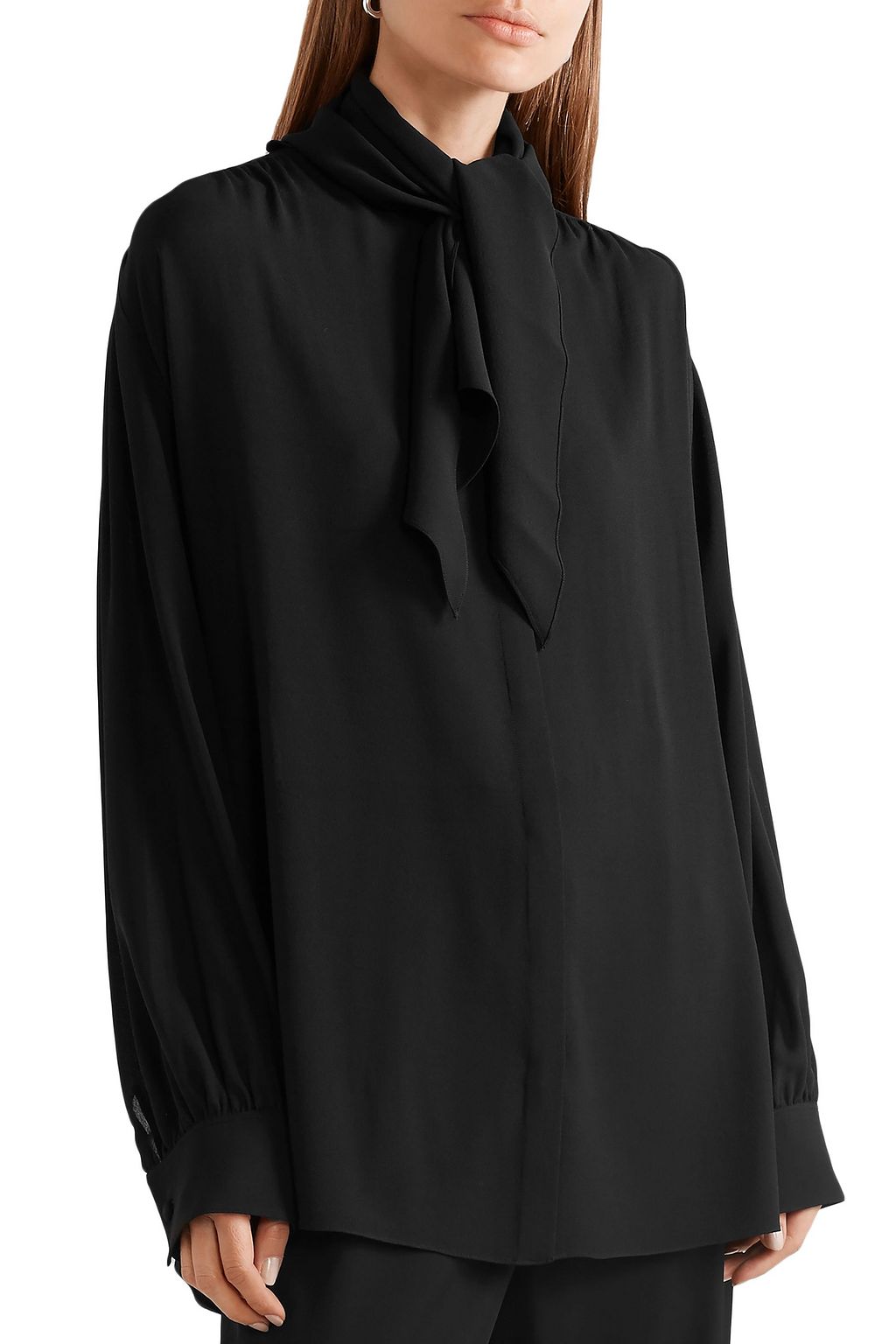THE ROW Oversized pussy-bow silk-crepe blouse