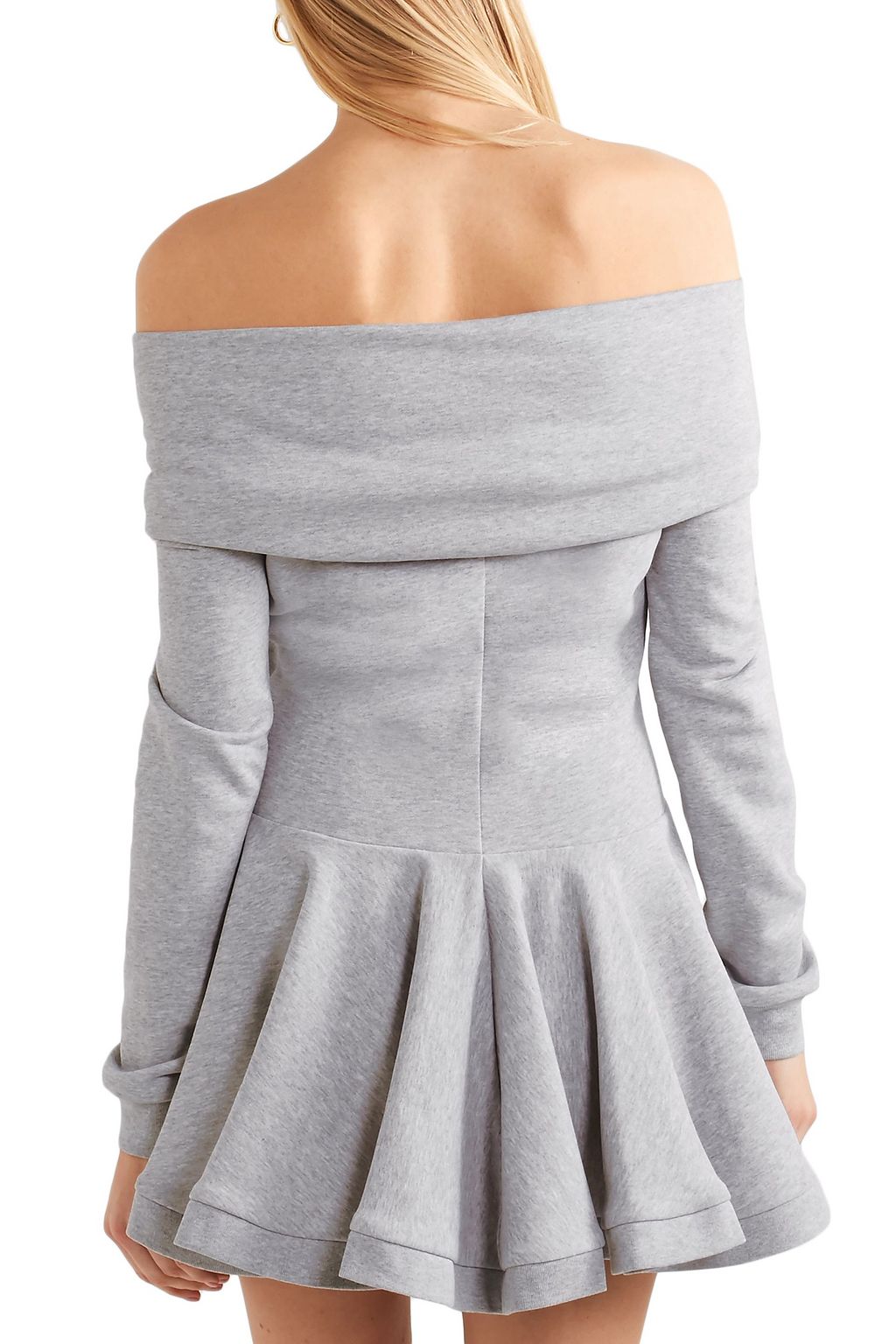 MOSCHINO Off-the-shoulder cotton-jersey peplum mini dress