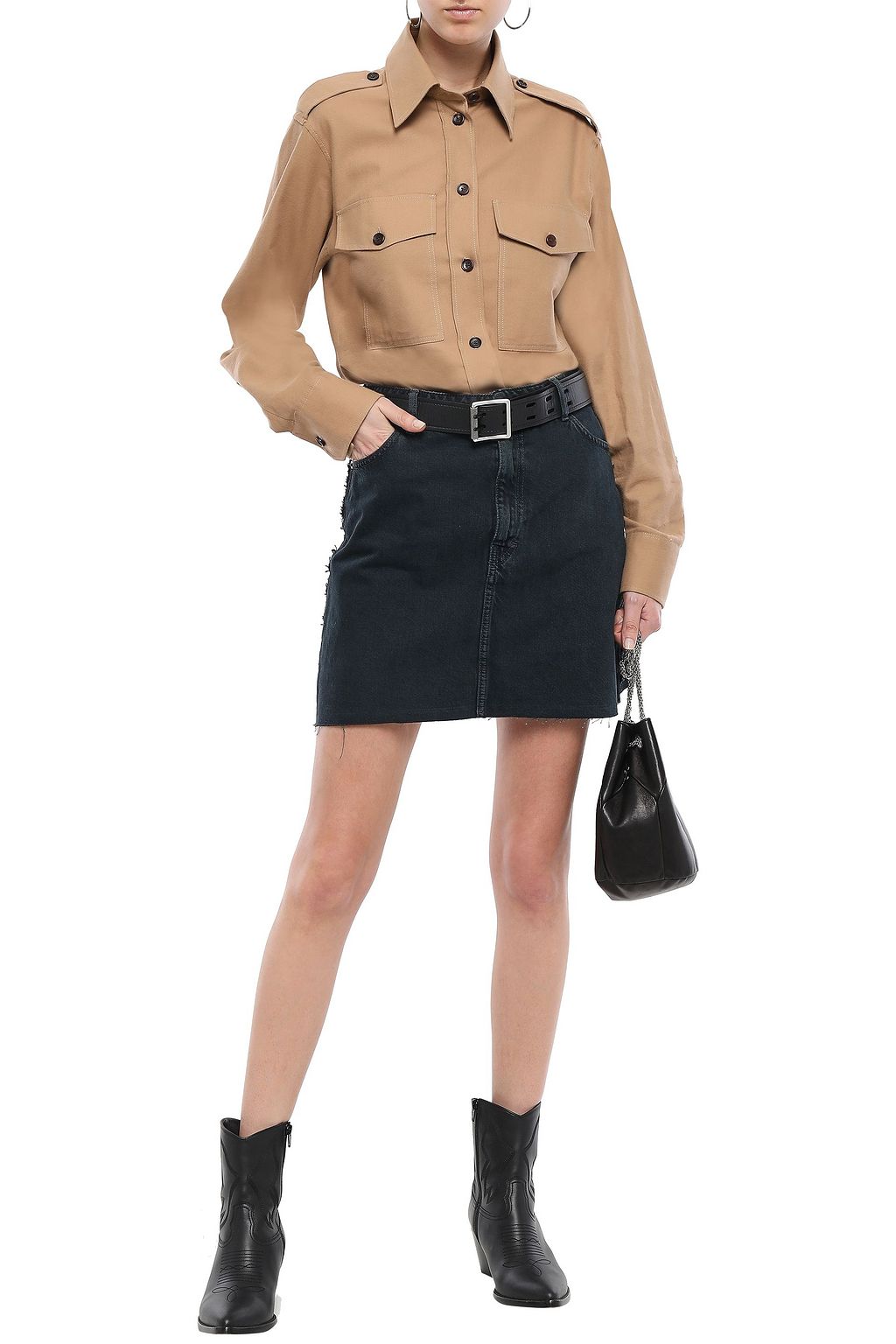 IRO Cafe frayed denim mini skirt