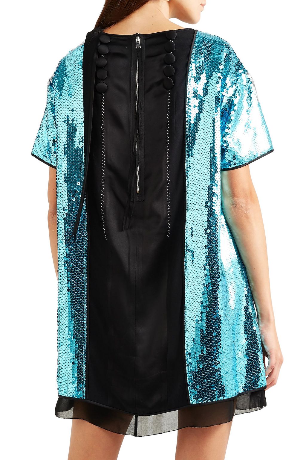 MARC JACOBS Satin-paneled bow-embellished sequined georgette mini dress