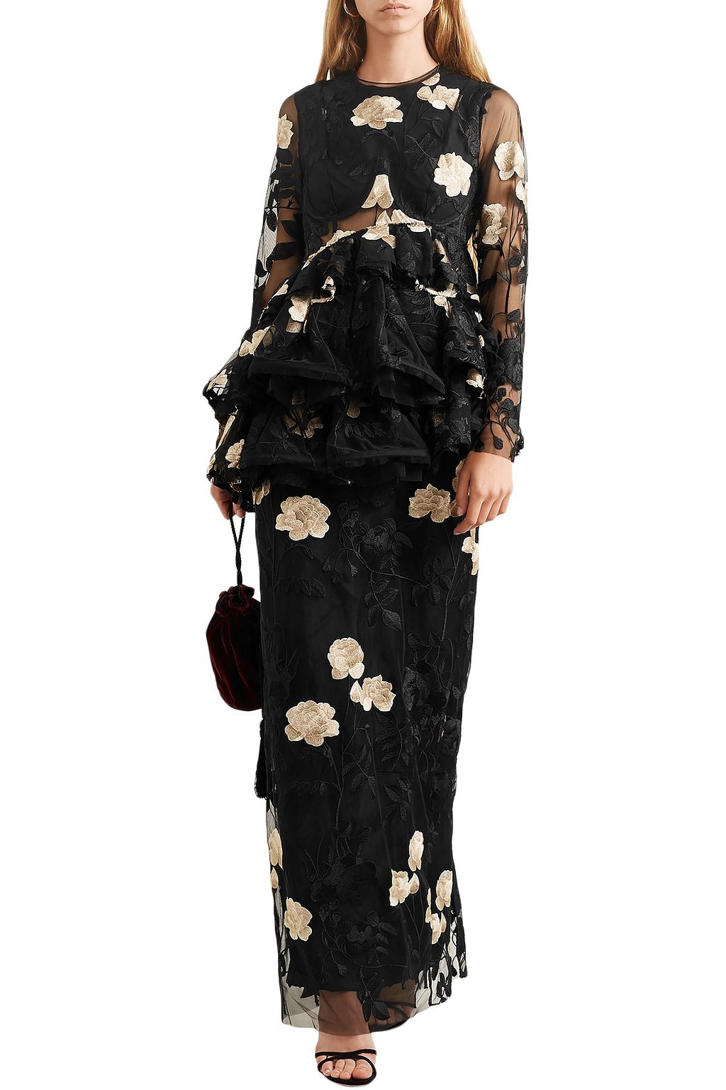 BROCK COLLECTION Duma ruffled embroidered tulle gown