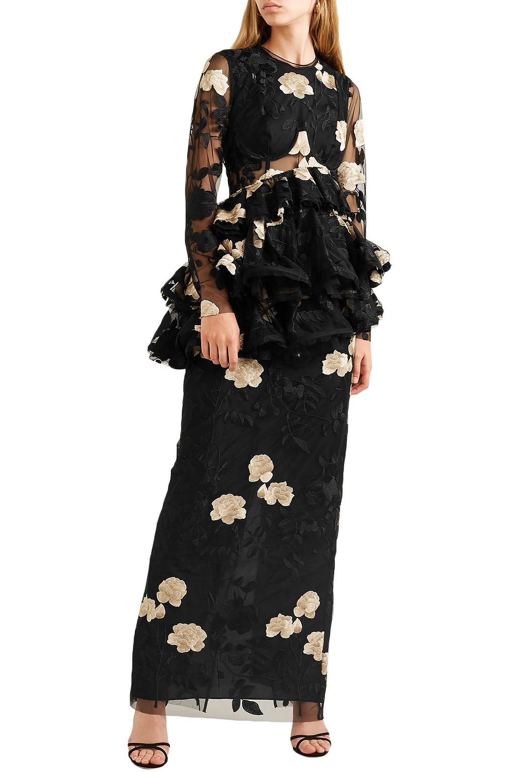 BROCK COLLECTION Duma ruffled embroidered tulle gown