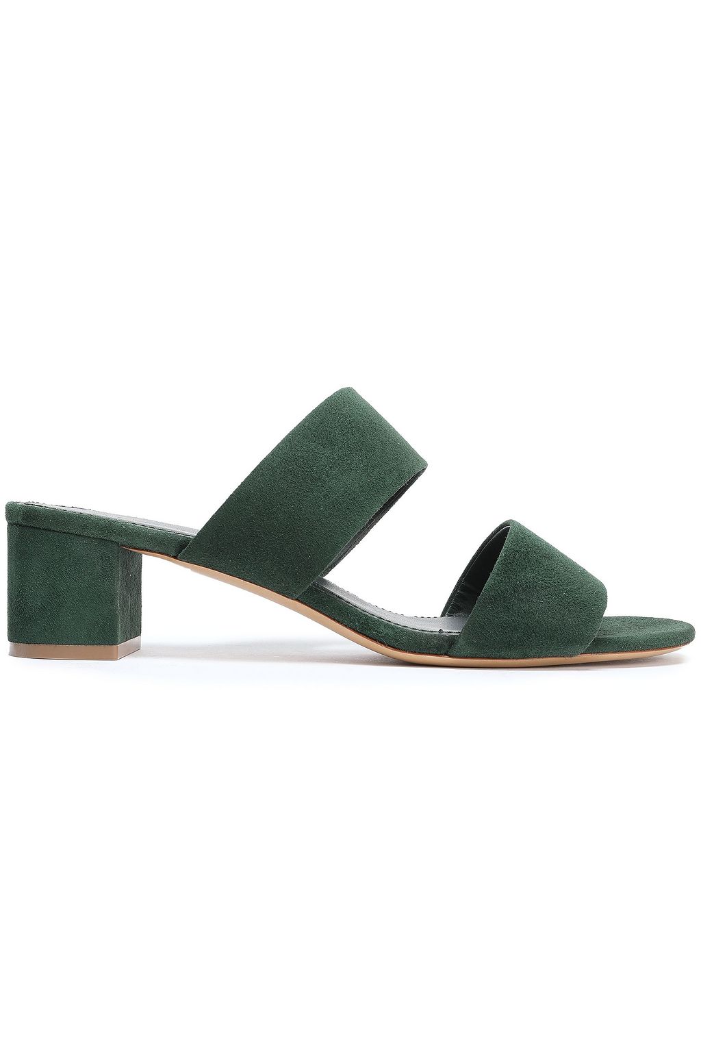 green suede sandals