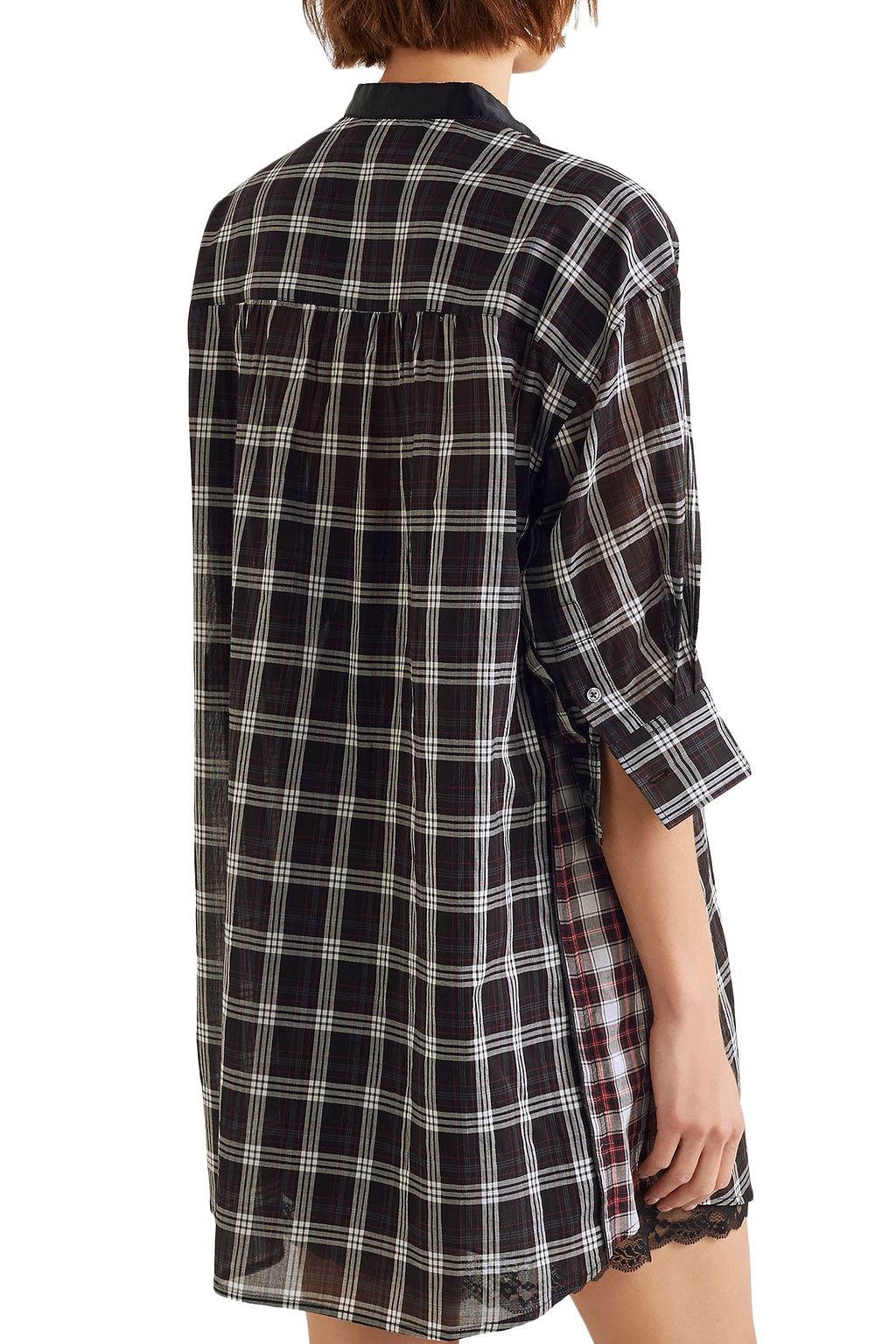 MARC JACOBS Satin-trimmed checked silk-voile dress