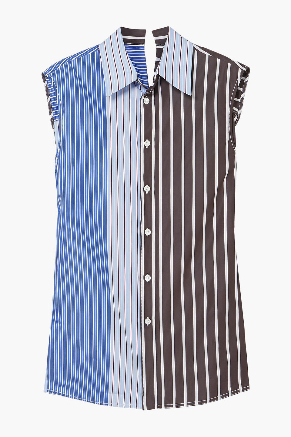 marni - paneled striped cotton-poplin shirt - blue - it 48