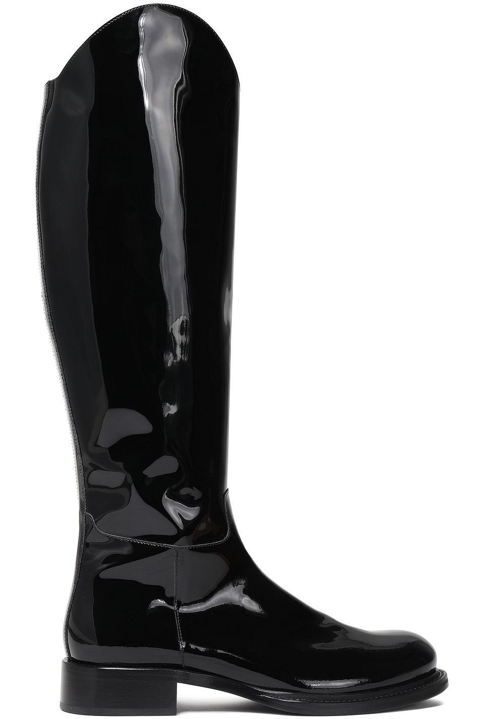 black patent knee boots