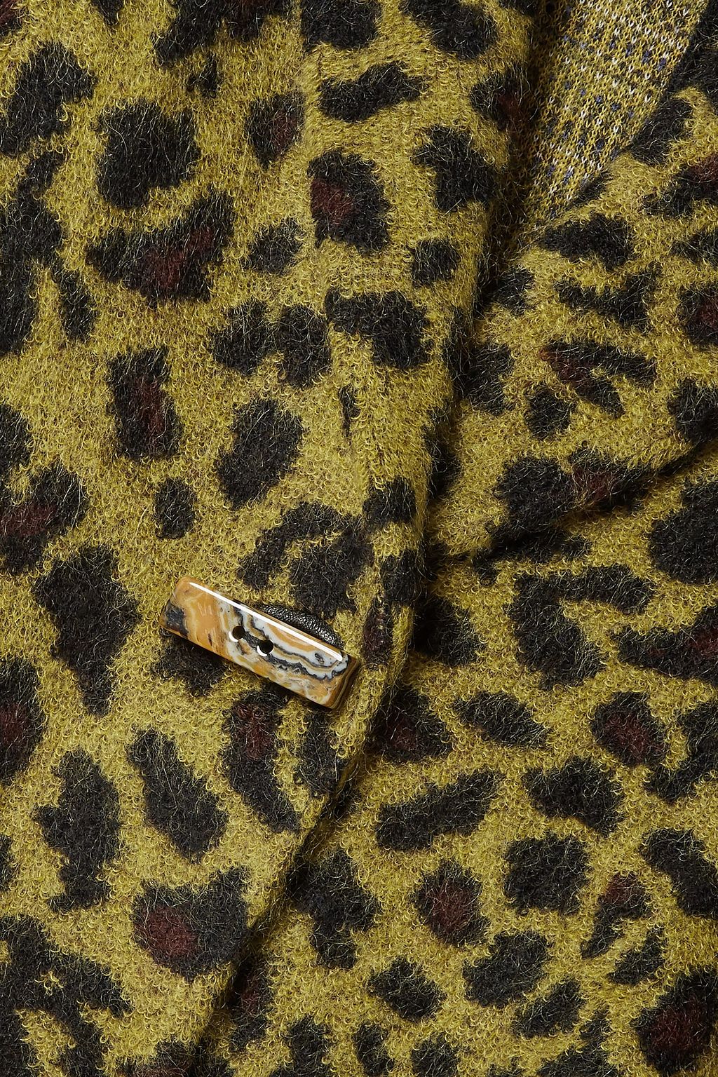 MISSONI Leather-trimmed leopard-print wool-blend coat