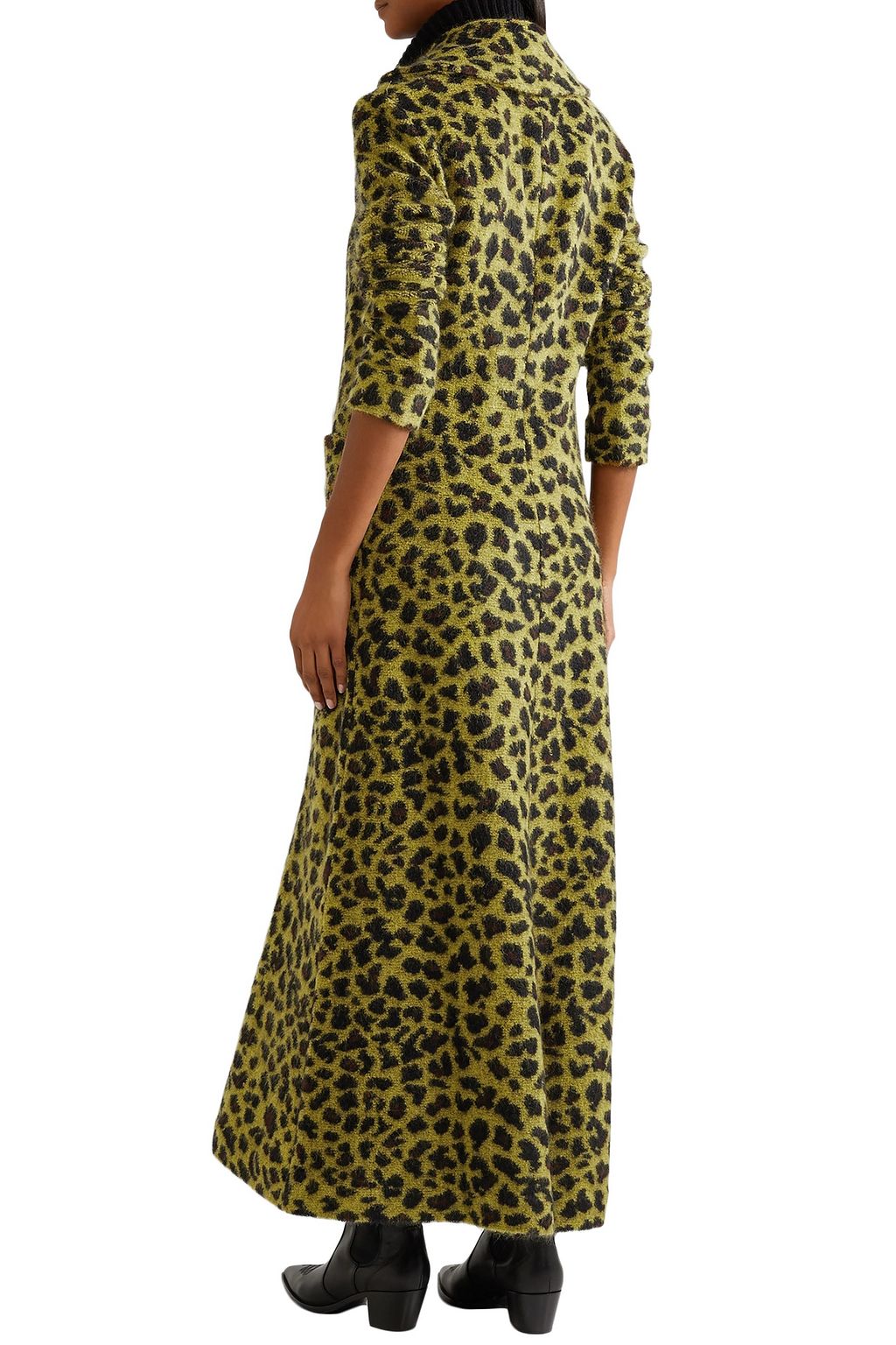MISSONI Leather-trimmed leopard-print wool-blend coat