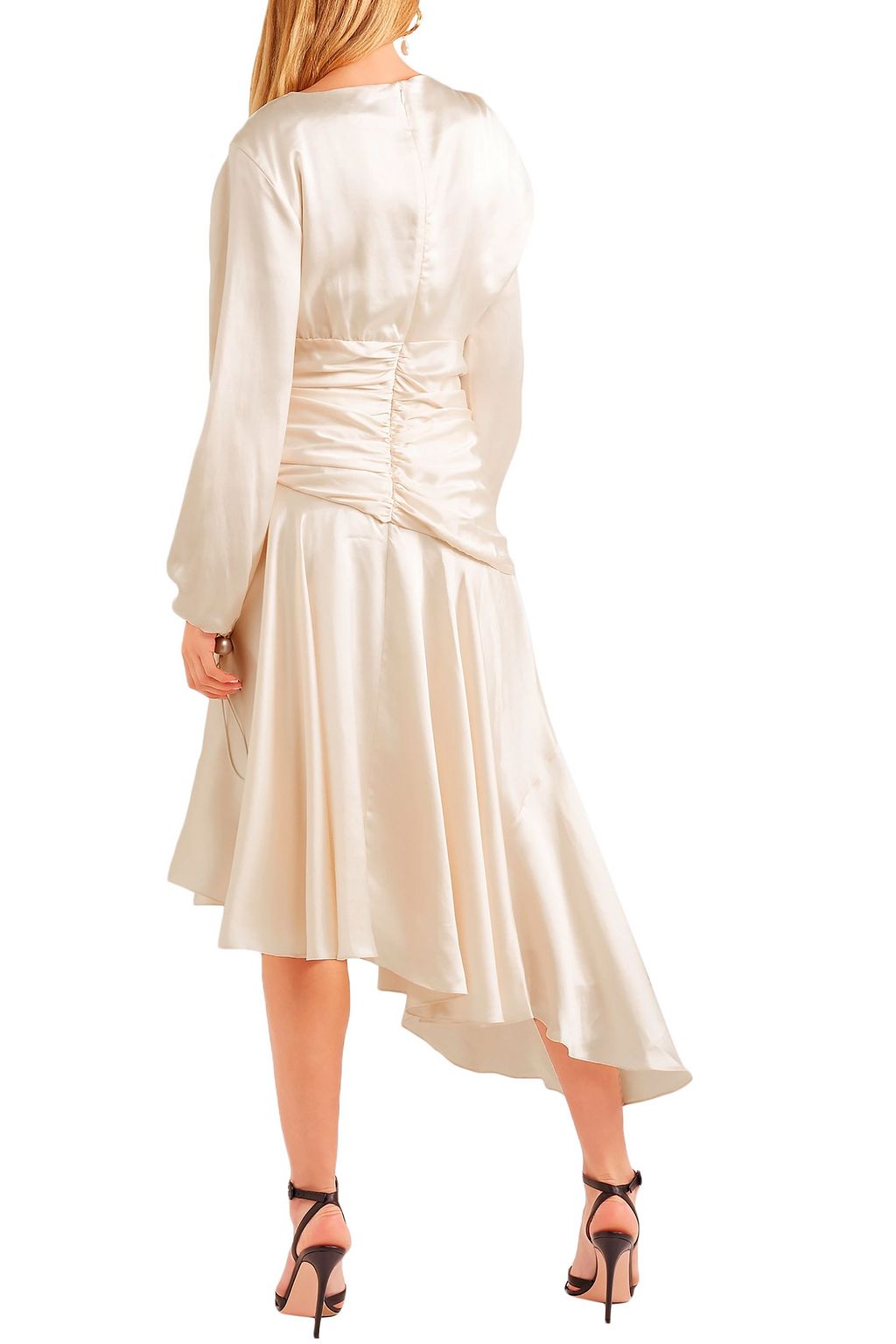 PREEN BY THORNTON BREGAZZI Amber asymmetric ruched silk-satin midi dress