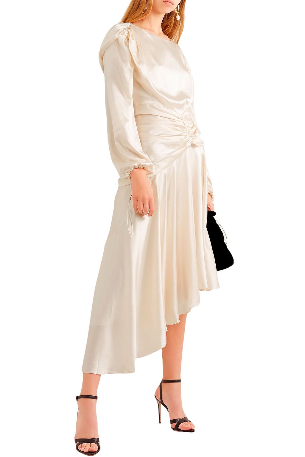 PREEN BY THORNTON BREGAZZI Amber asymmetric ruched silk-satin midi dress