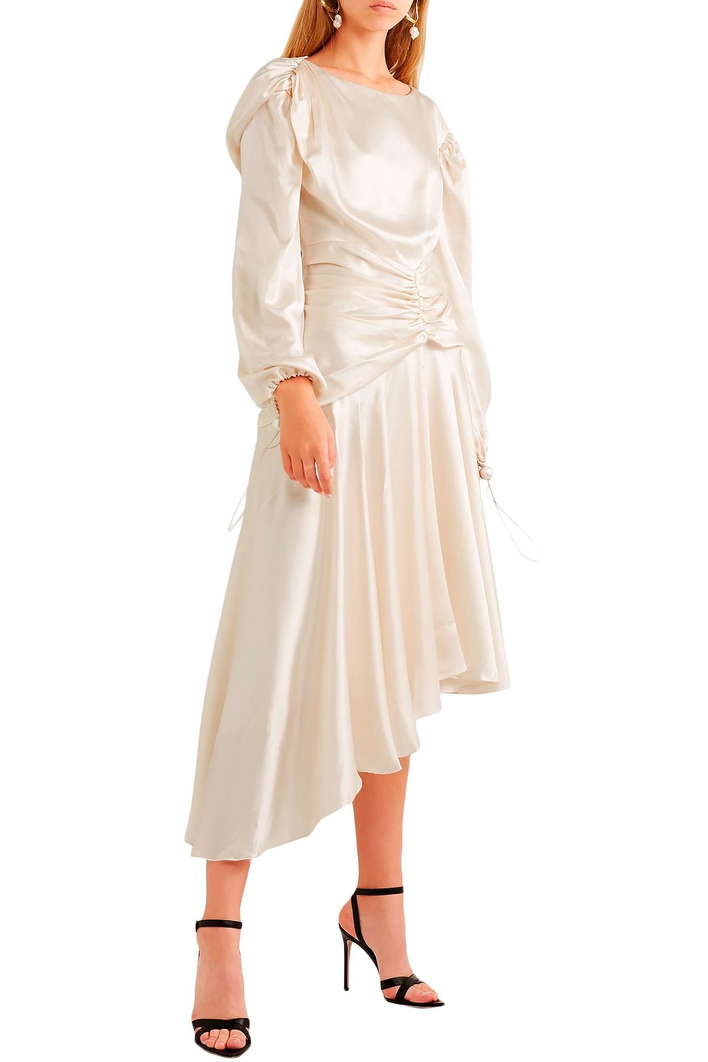PREEN BY THORNTON BREGAZZI Amber asymmetric ruched silk-satin midi dress