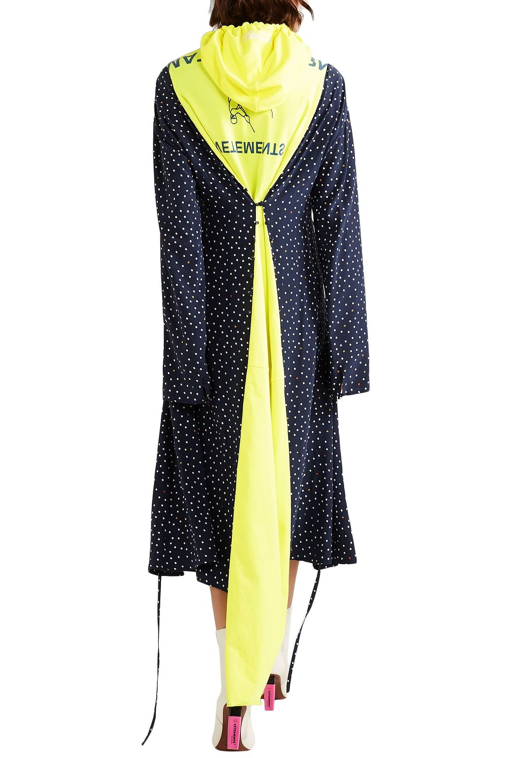 VETEMENTS Cotton fleece-paneled printed silk crepe de chine dress