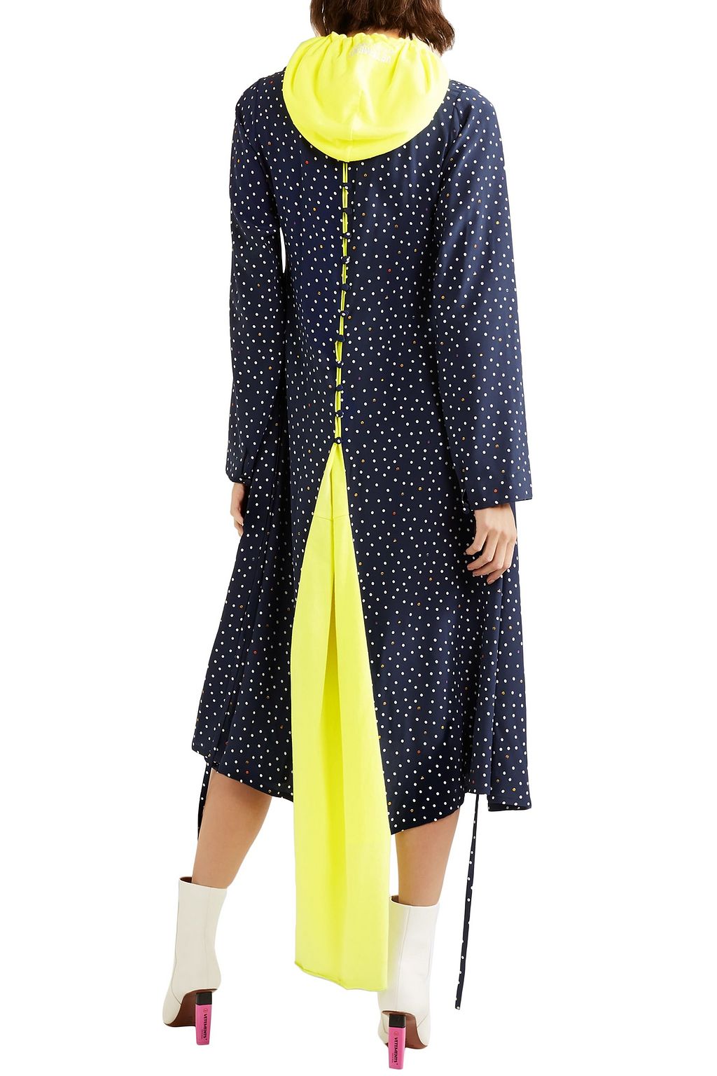 VETEMENTS Cotton fleece-paneled printed silk crepe de chine dress