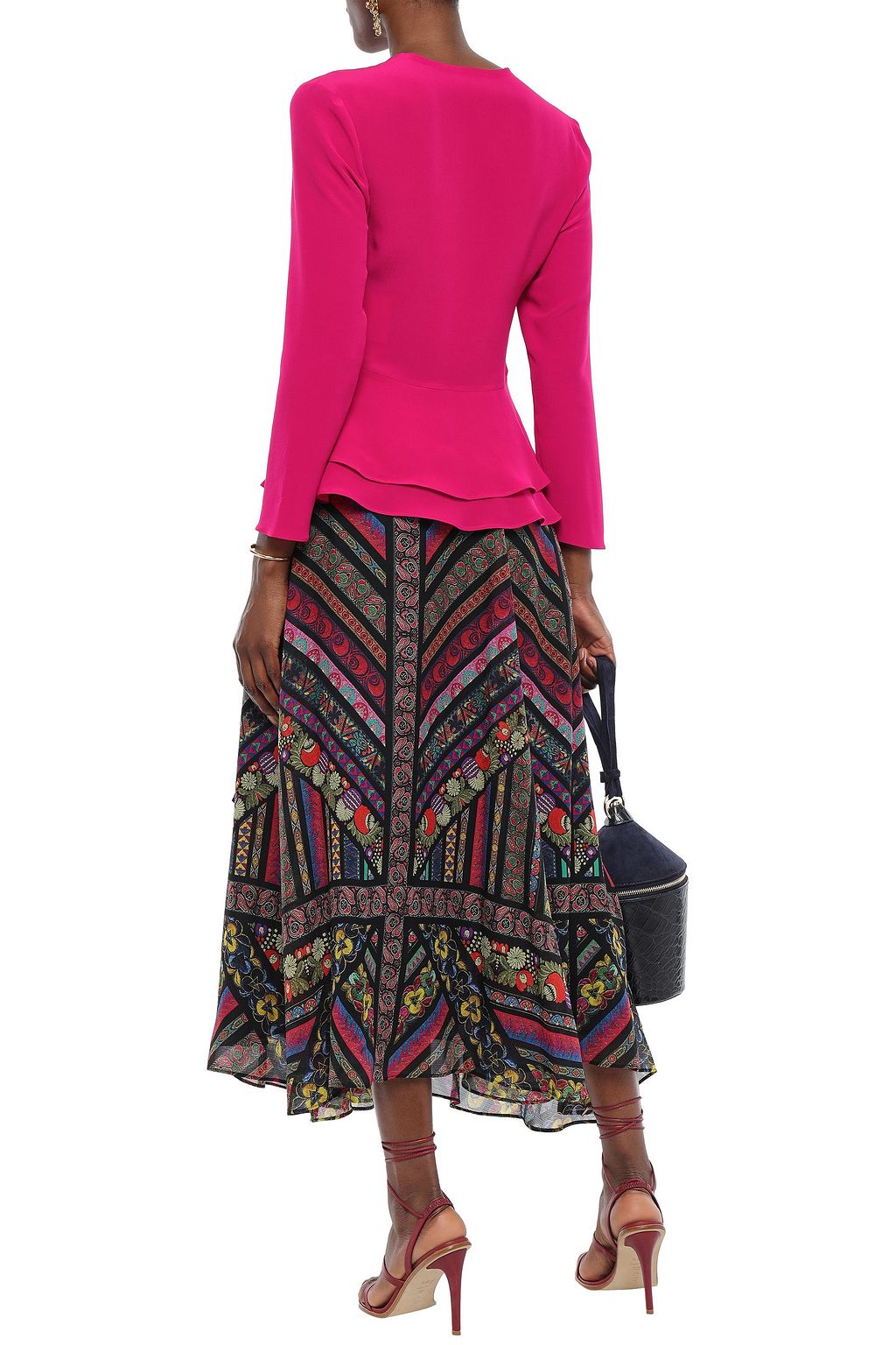 ETRO Printed silk-georgette midi skirt