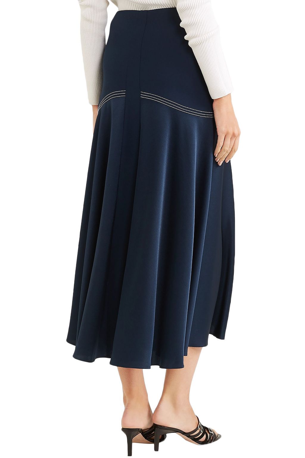 SONIA RYKIEL Satin-paneled crepe midi skirt