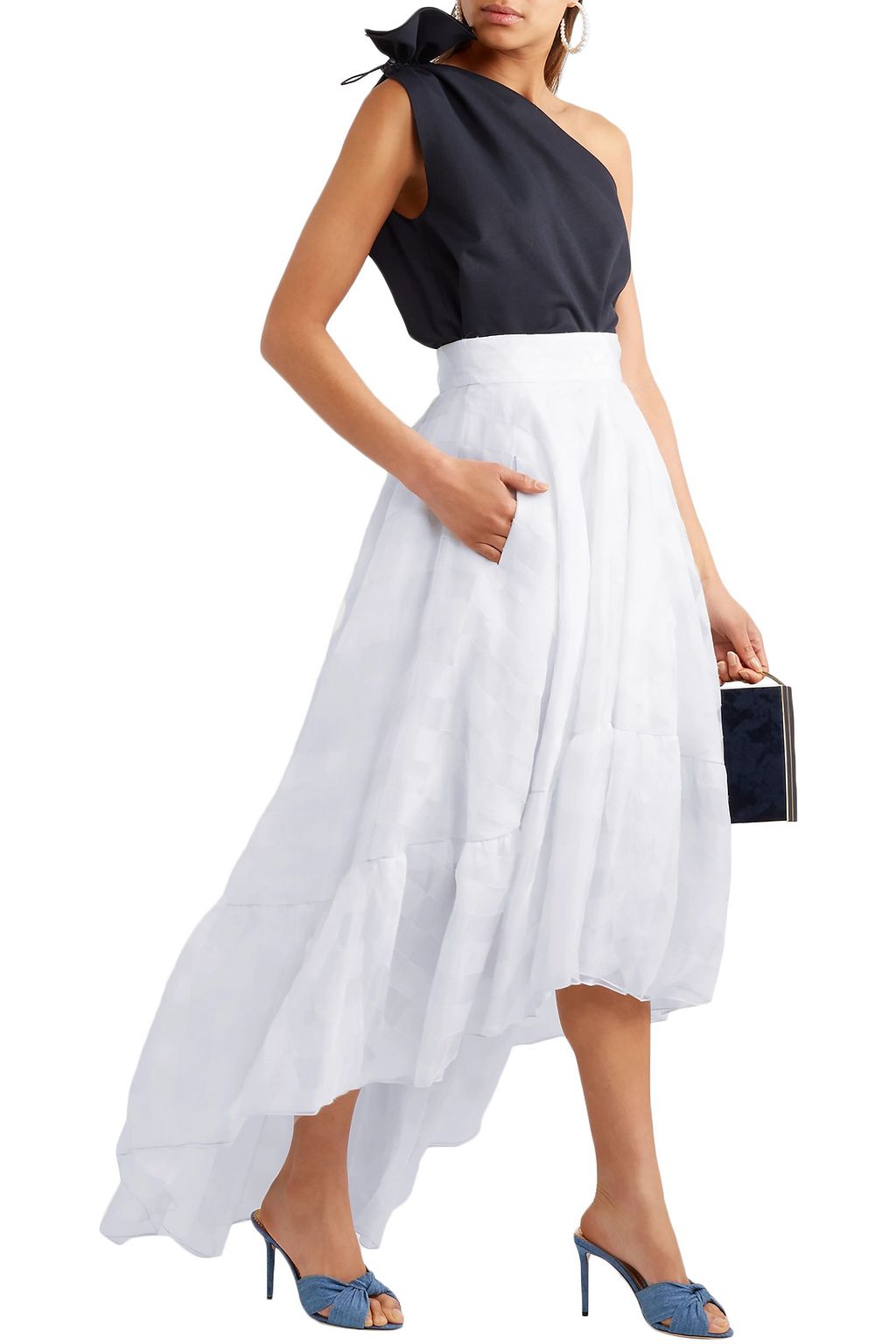 ANTONIO BERARDI Asymmetric silk-organza midi skirt