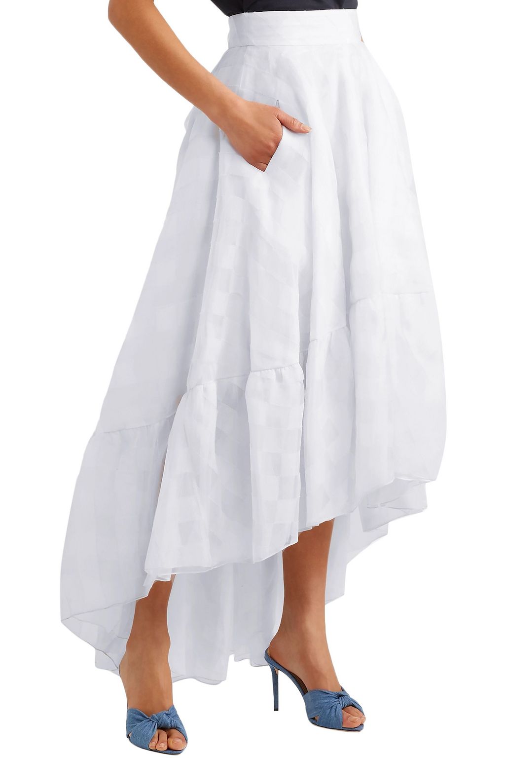 ANTONIO BERARDI Asymmetric silk-organza midi skirt