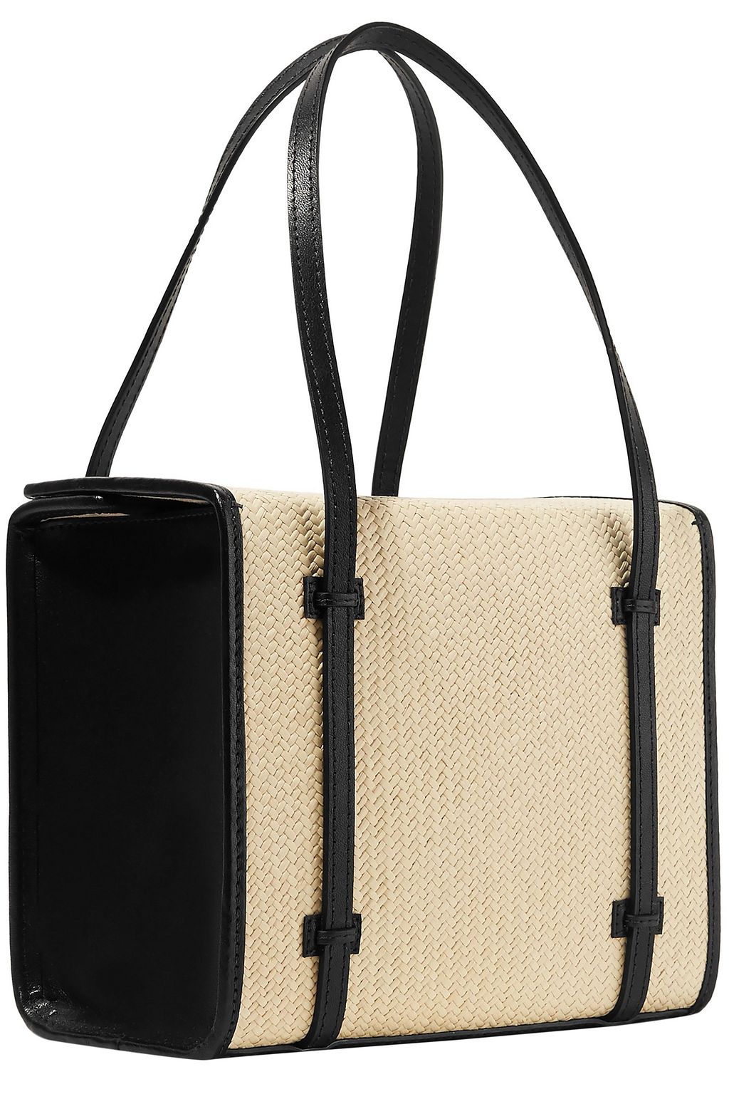 HUNTING SEASON Clo Box leather-trimmed woven raffia tote