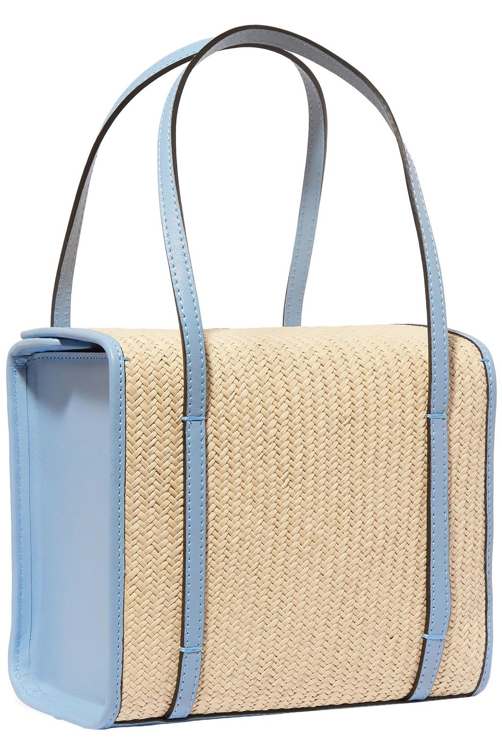 HUNTING SEASON Clo Box leather-trimmed woven raffia tote