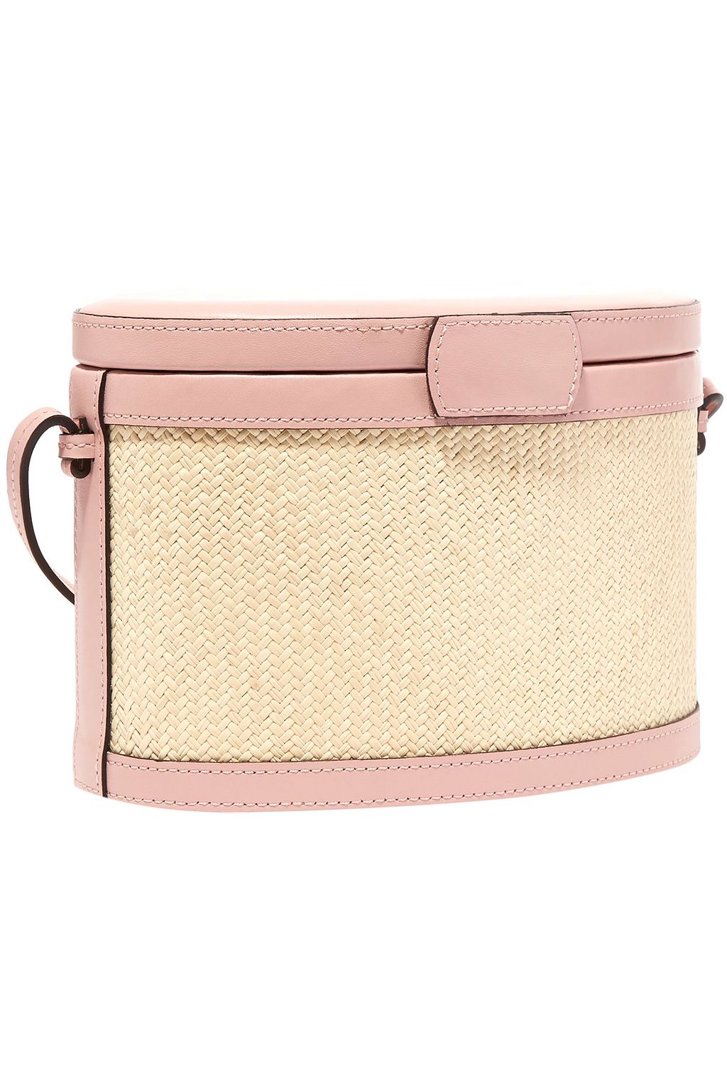 HUNTING SEASON Trunk leather-trimmed woven raffia shoulder bag