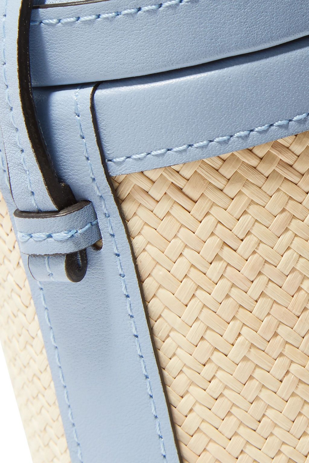 HUNTING SEASON Trunk leather-trimmed woven raffia shoulder bag
