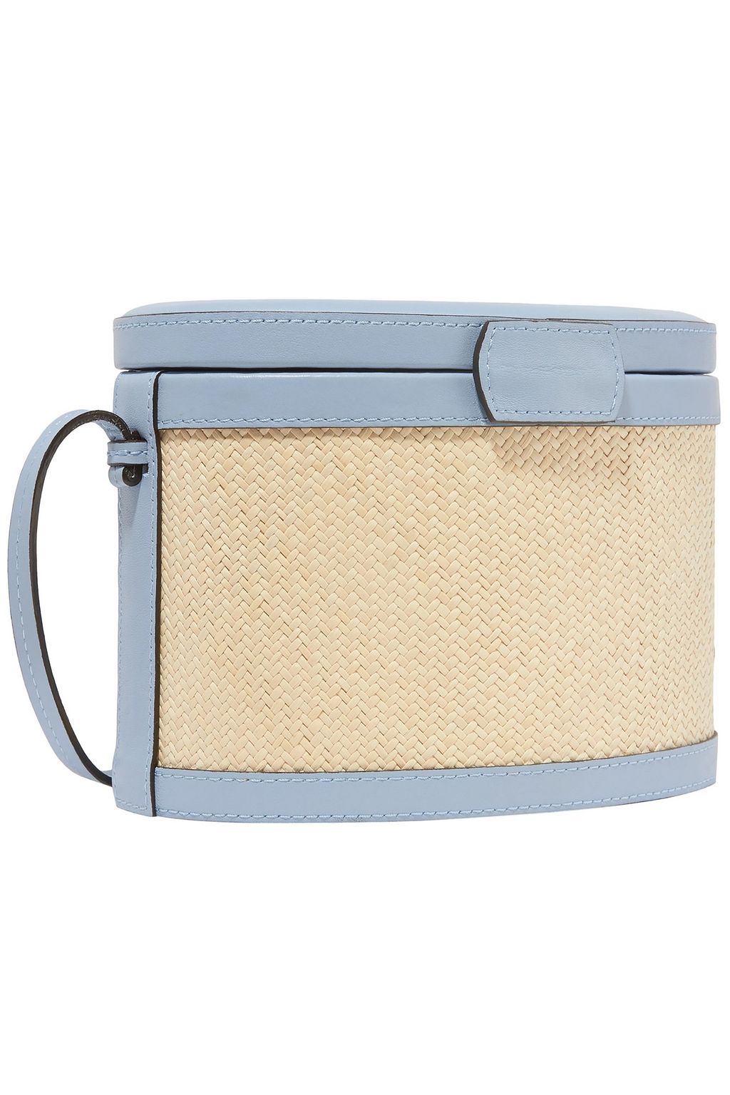 HUNTING SEASON Trunk leather-trimmed woven raffia shoulder bag