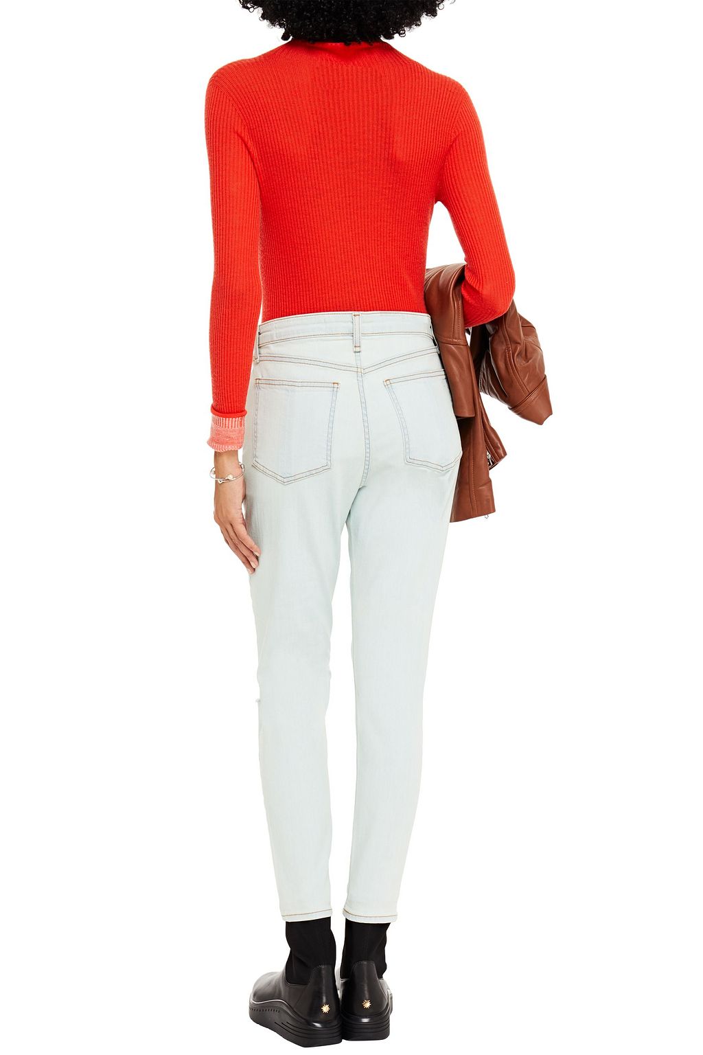 RAG & BONE Cropped distressed high-rise skinny jeans