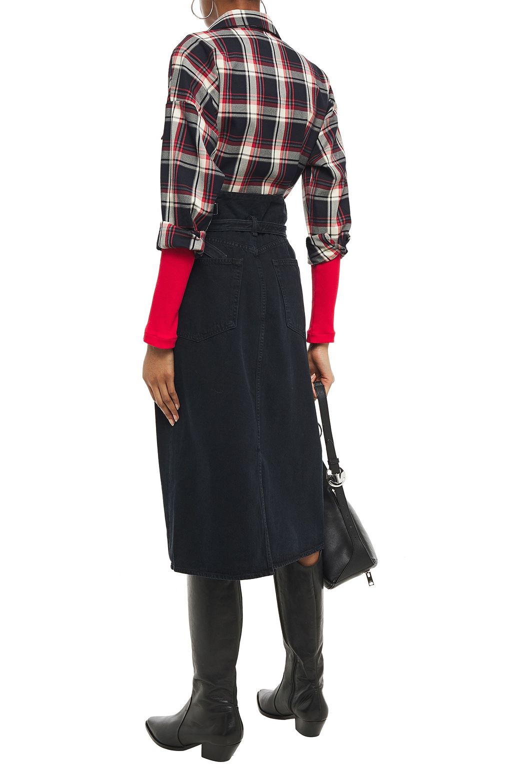 RAG & BONE Midirock aus Denim mit Gürtel