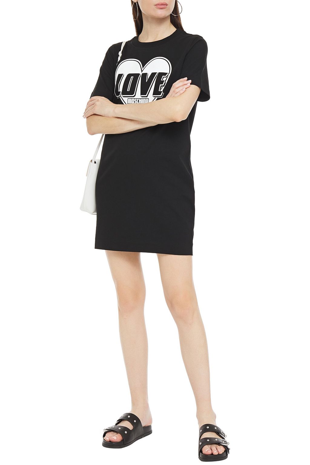LOVE MOSCHINO Printed French cotton-blend terry mini dress