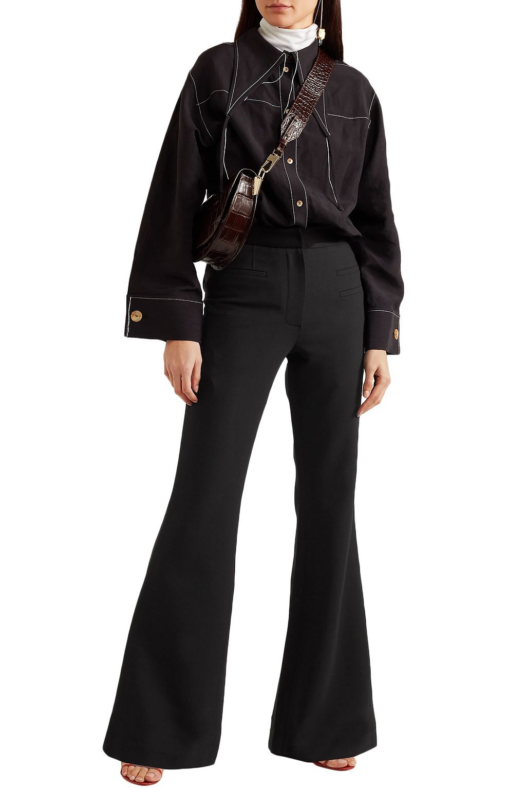 REJINA PYO Ashley wool-blend cady flared pants