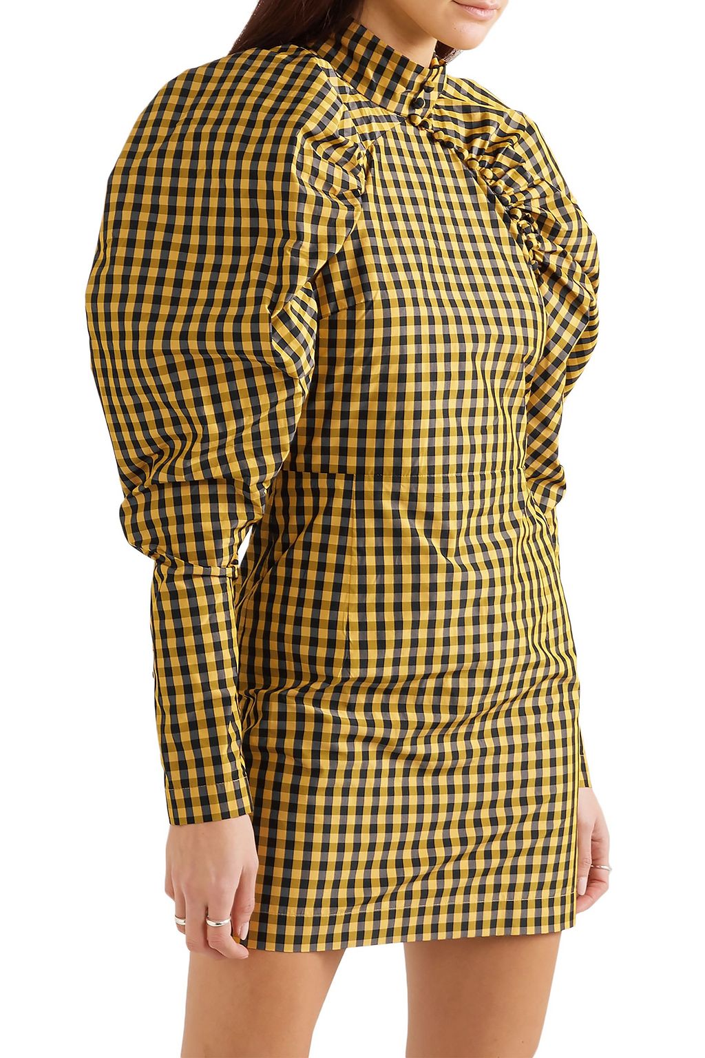 ROTATE BIRGER CHRISTENSEN Gathered checked twill mini dress